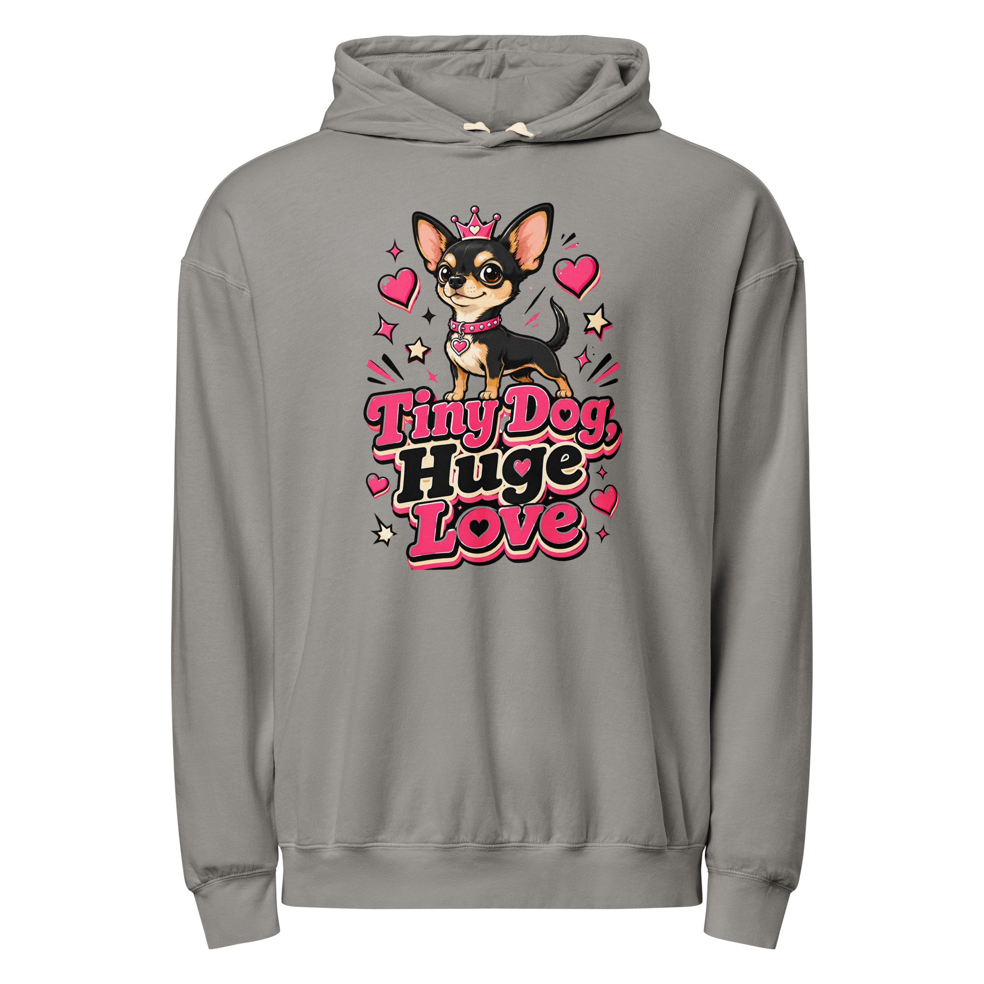 Elite Tiny Dog Huge Love - Premium Luxury Chihuahua Dog Lovers Garment-Dyed Lightweight Hoodie by printfluence.net