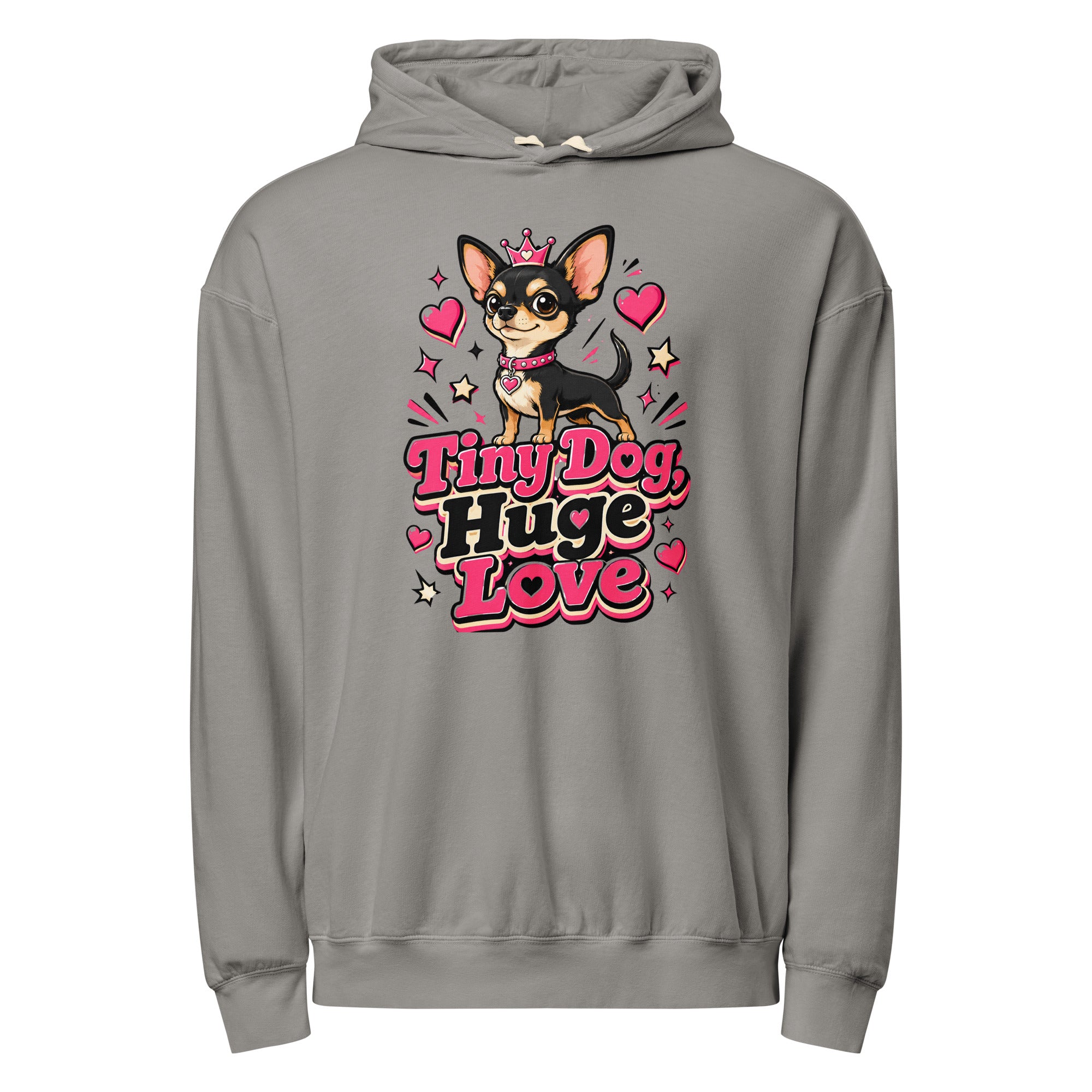 Elite Tiny Dog Huge Love - Premium Luxury Chihuahua Dog Lovers Garment-Dyed Lightweight Hoodie by printfluence.net