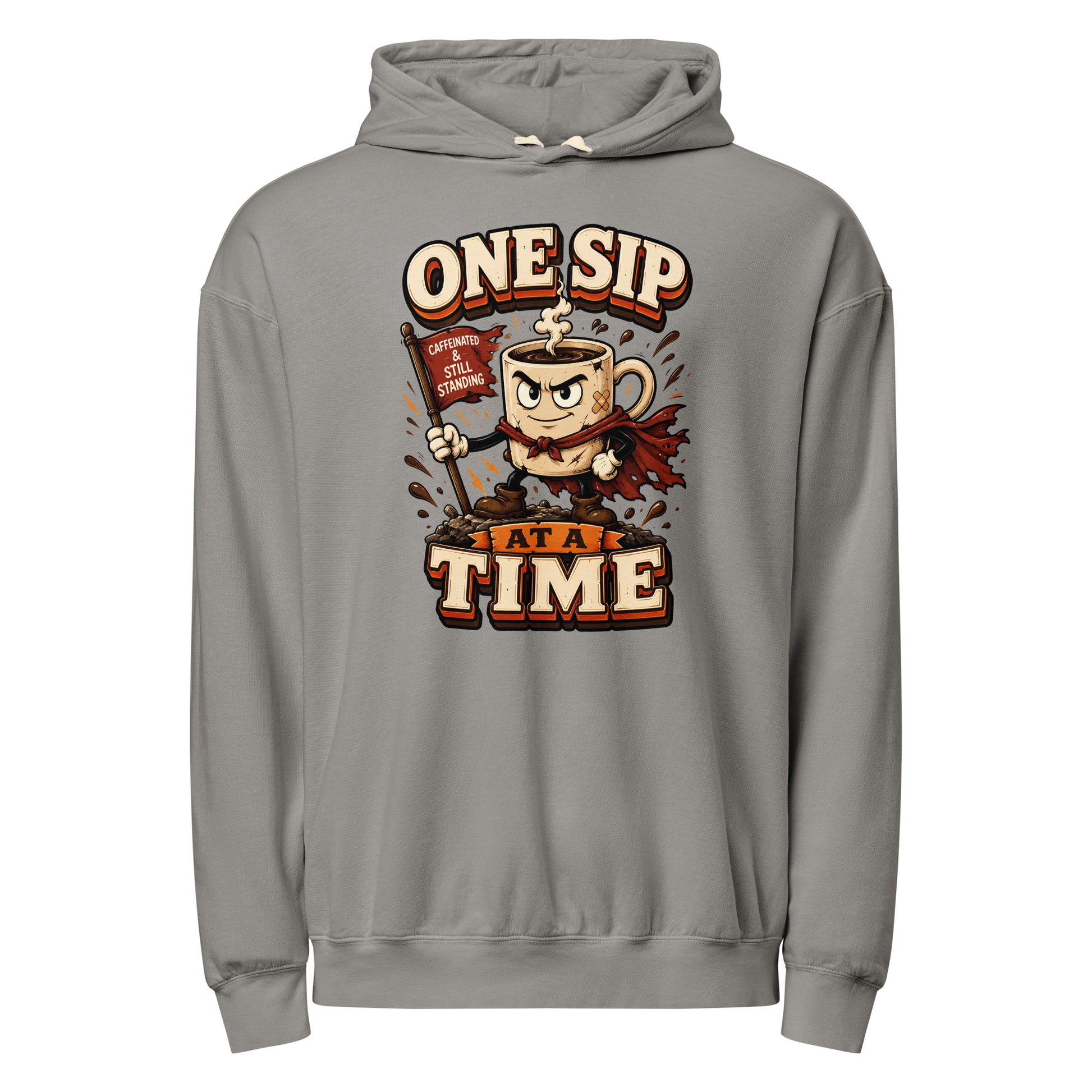 Coffee Lovers Lightweight Garment-Dyed Hoodie - One Sip At A Time! by printfluence.net