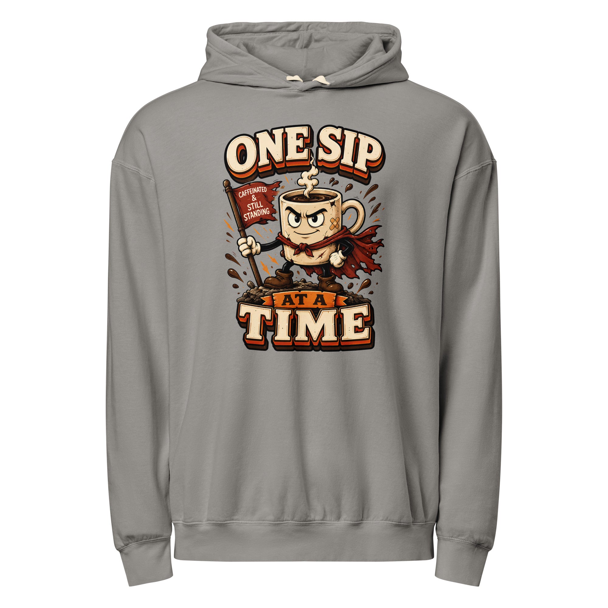 Coffee Lovers Lightweight Garment-Dyed Hoodie - One Sip At A Time! by printfluence.net