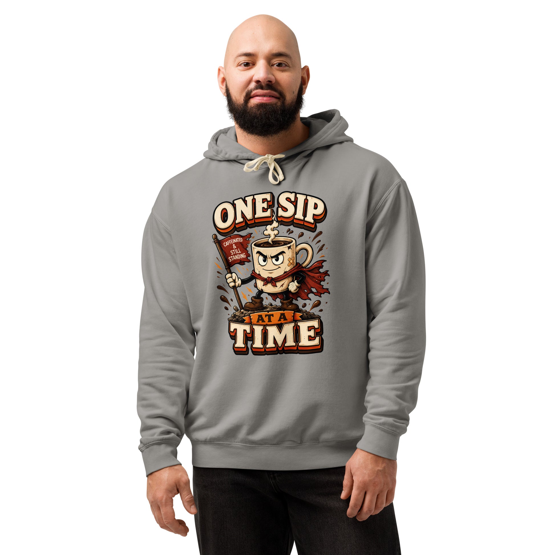 Coffee Lovers Lightweight Garment-Dyed Hoodie - One Sip At A Time! by printfluence.net