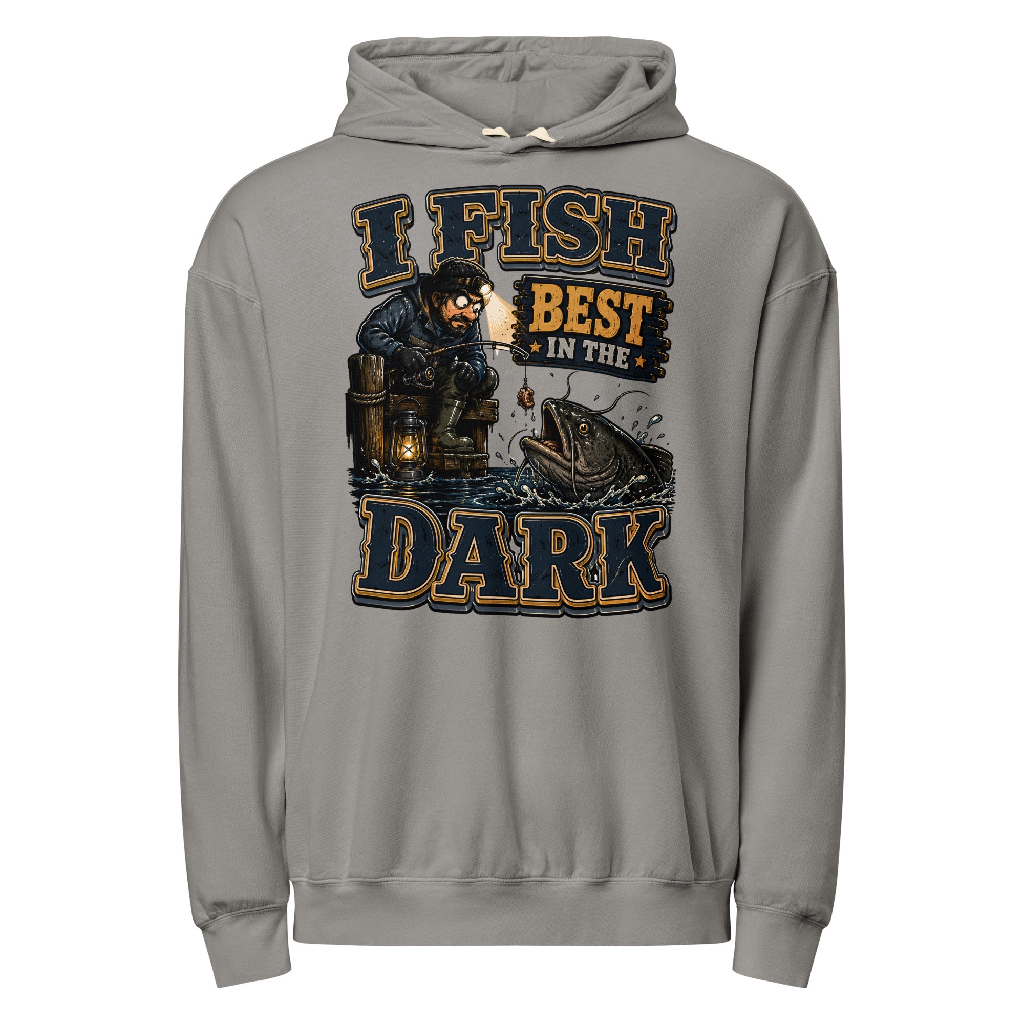 I Fish Best In The Dark Lightweight Hoodie | Fishing Lovers Gift by printfluence.net