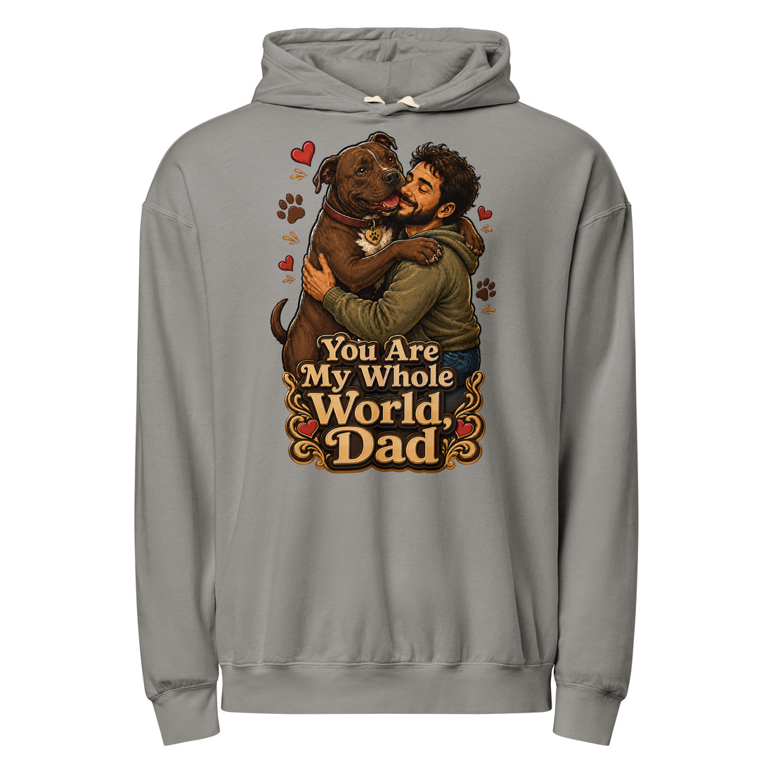 Pit Bull Dad Unisex Garment Dyed Hoodie - Lightweight Vintage Dog Lover Sweatshirt by printfluence.net