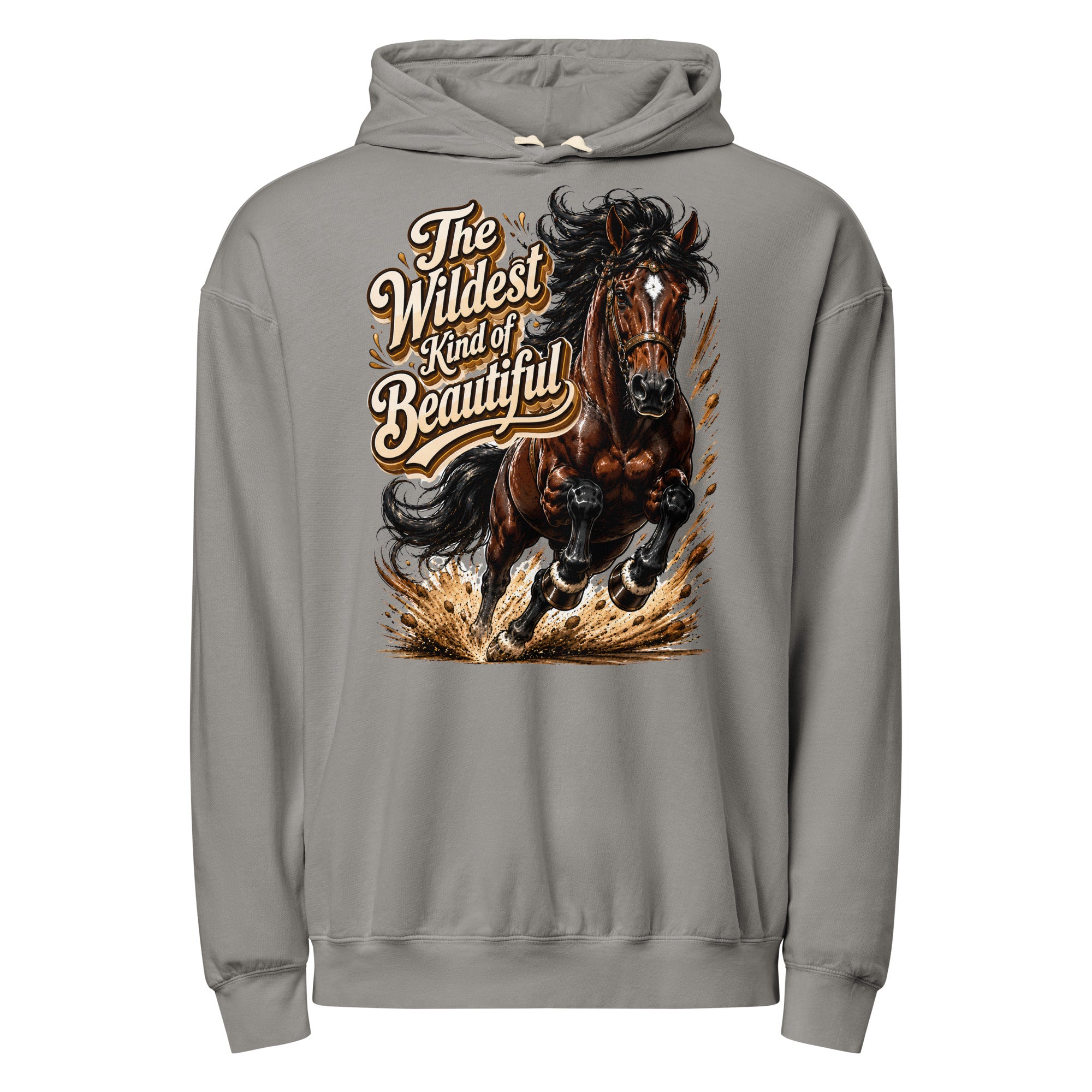 Wildest Kind of Beautiful Lightweight Hoodie | Premium Wash Horse Lovers Gift by printfluence.net