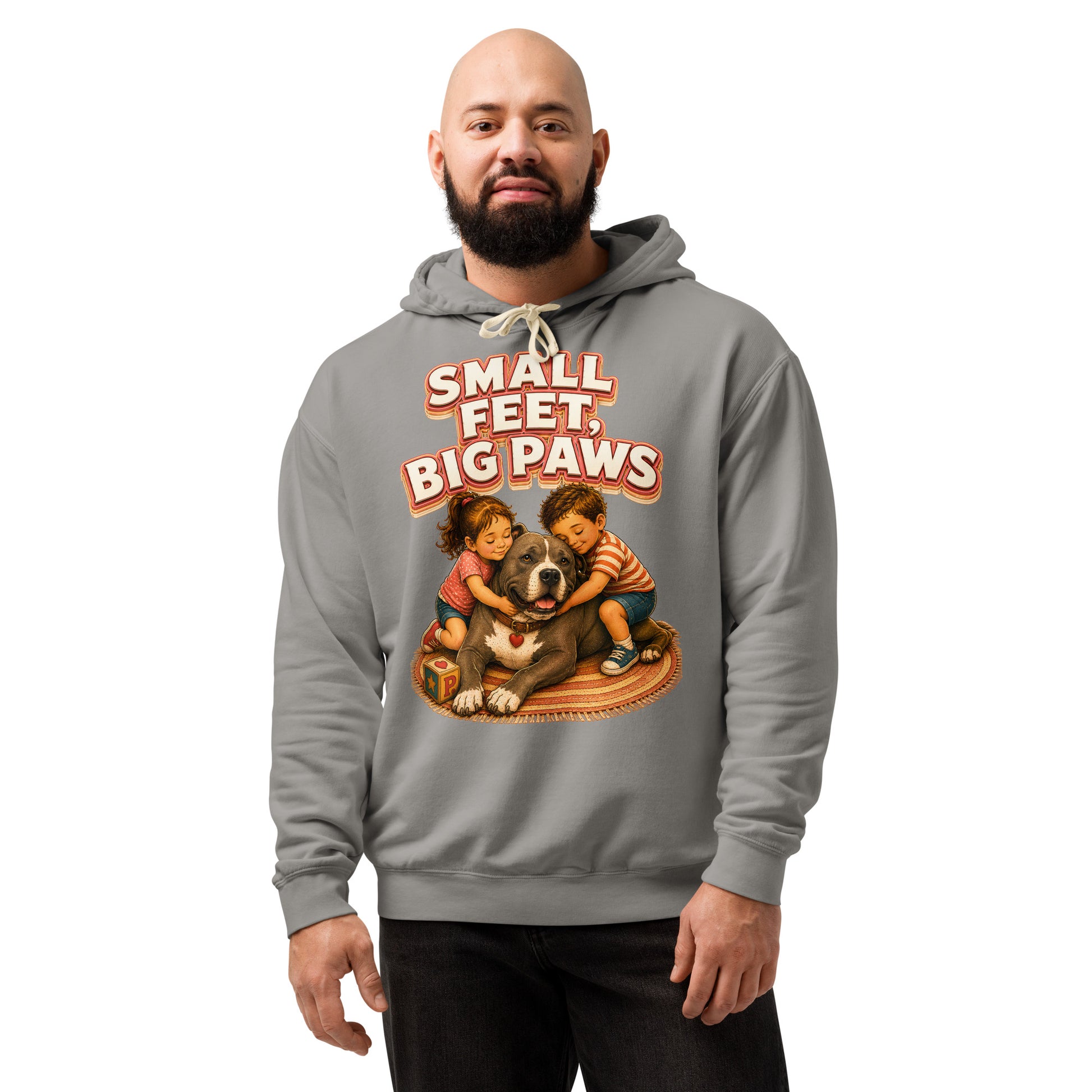 Pitbull Lovers Unisex Garment-Dyed Lightweight Hoodie - Small Feet Big Paws by printfluence.net