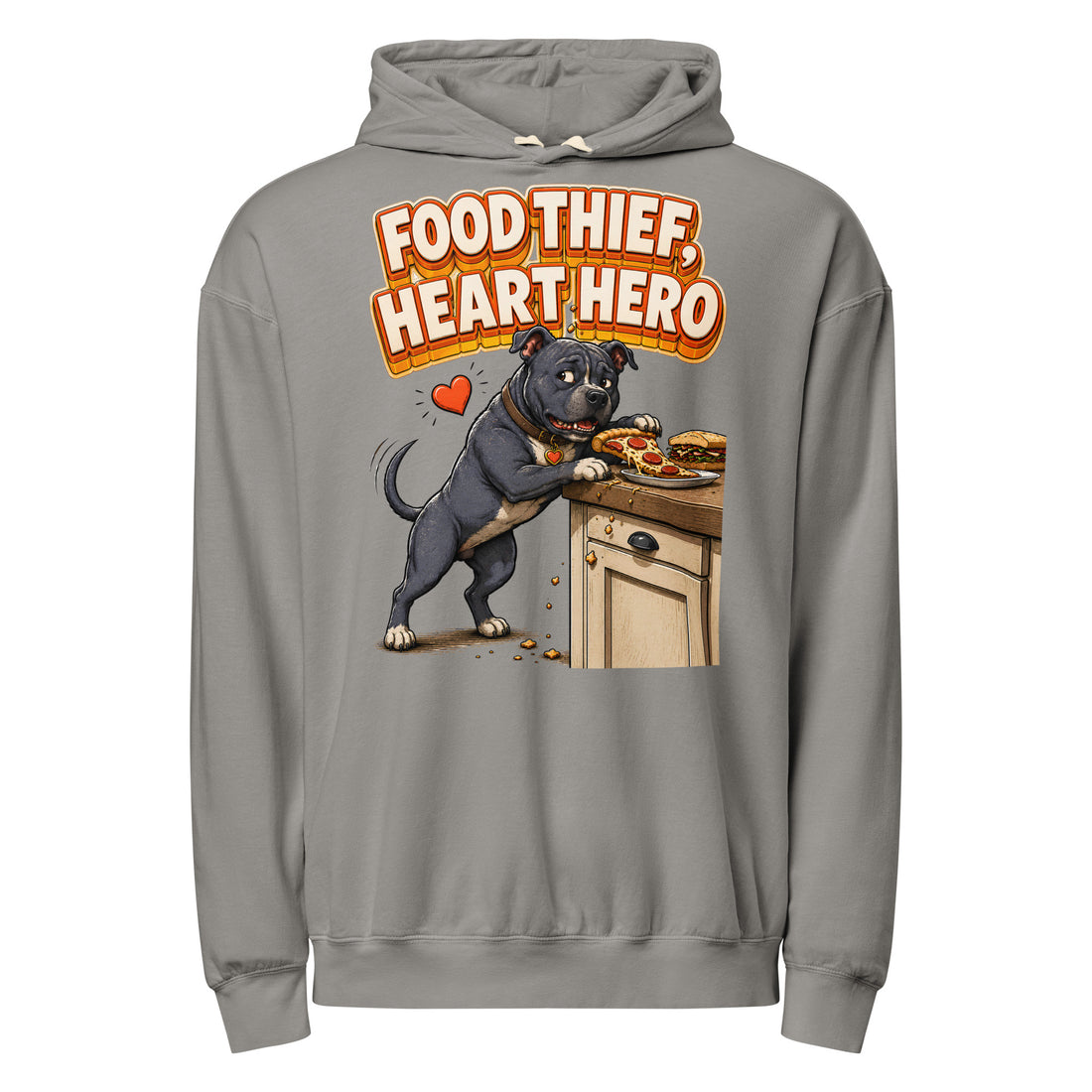 Pitbull Lovers Unisex Garment-Dyed Lightweight Hoodie - Food Thief by printfluence.net