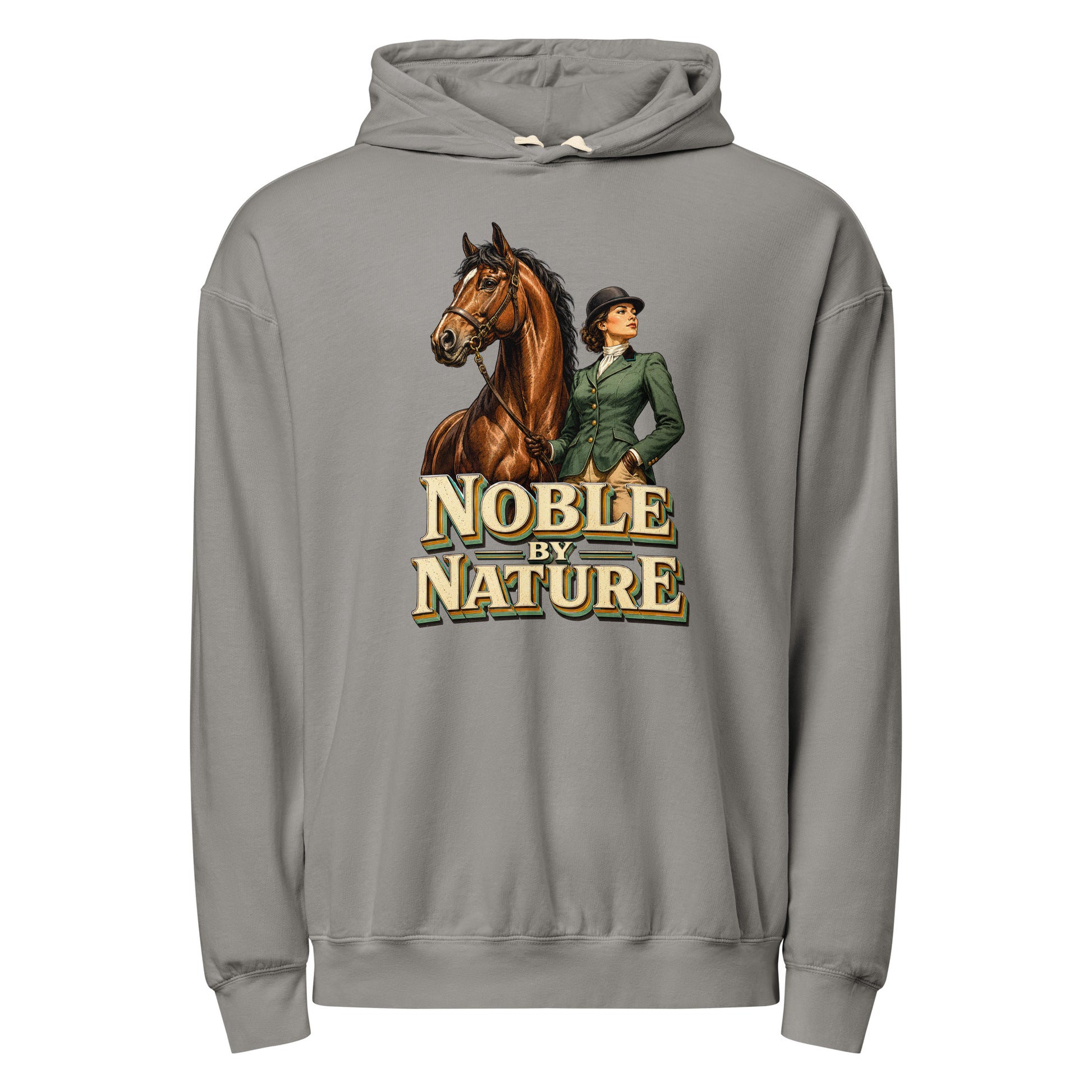 Noble By Nature Vintage Horse Lightweight Hoodie - Horse Lovers Edition H-6 by printfluence.net