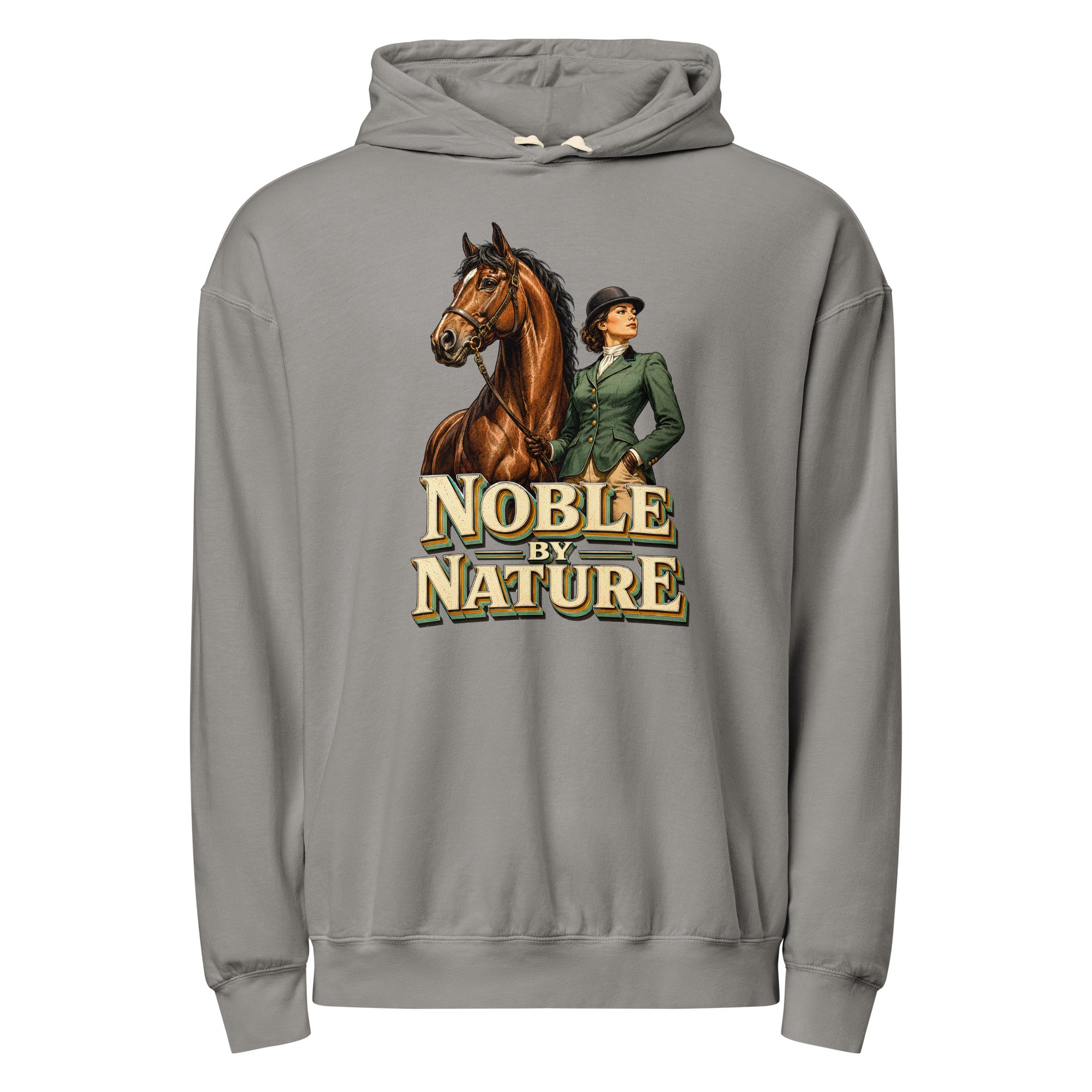 Noble By Nature Vintage Horse Lightweight Hoodie - Horse Lovers Edition H-6 by printfluence.net