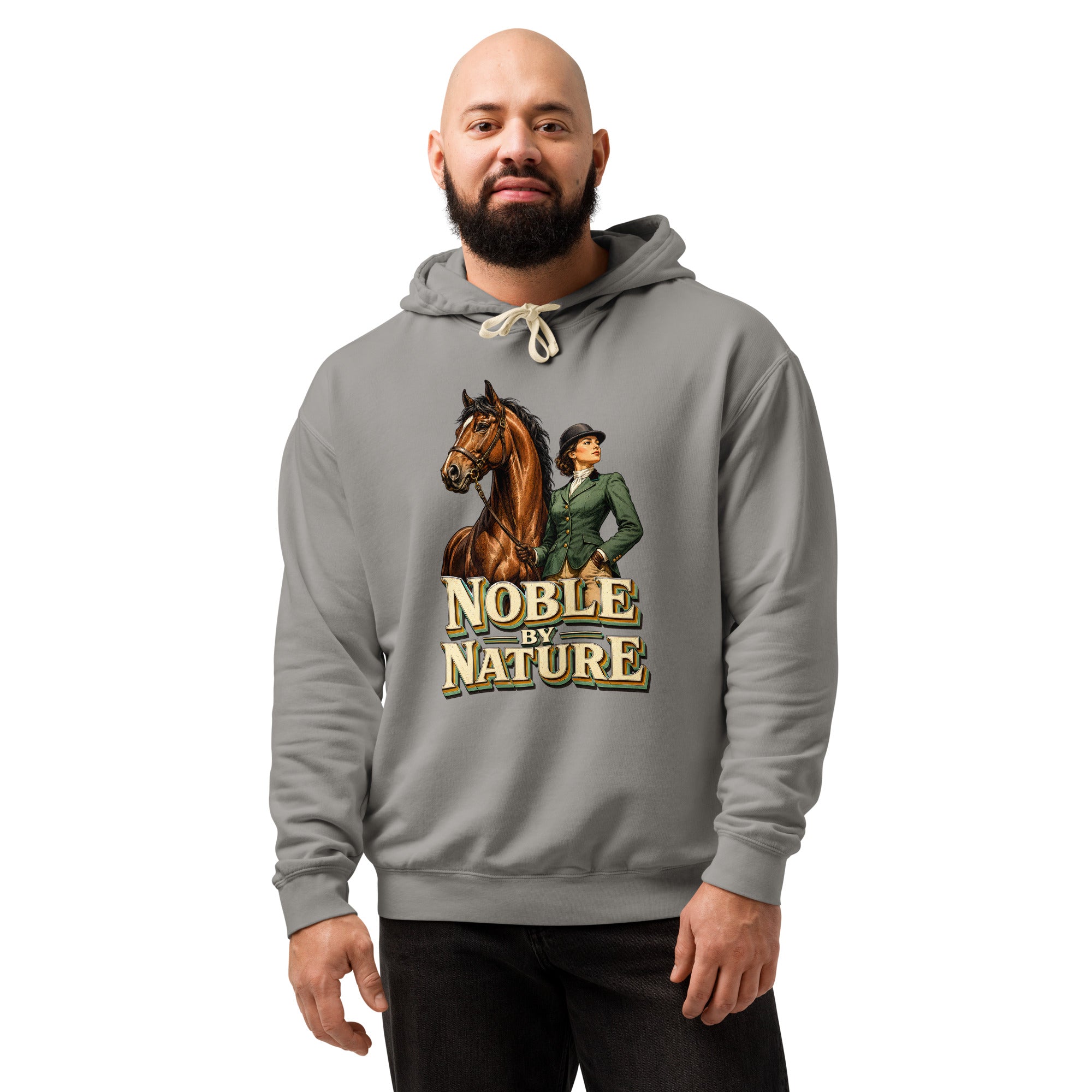 Noble By Nature Vintage Horse Lightweight Hoodie - Horse Lovers Edition H-6 by printfluence.net