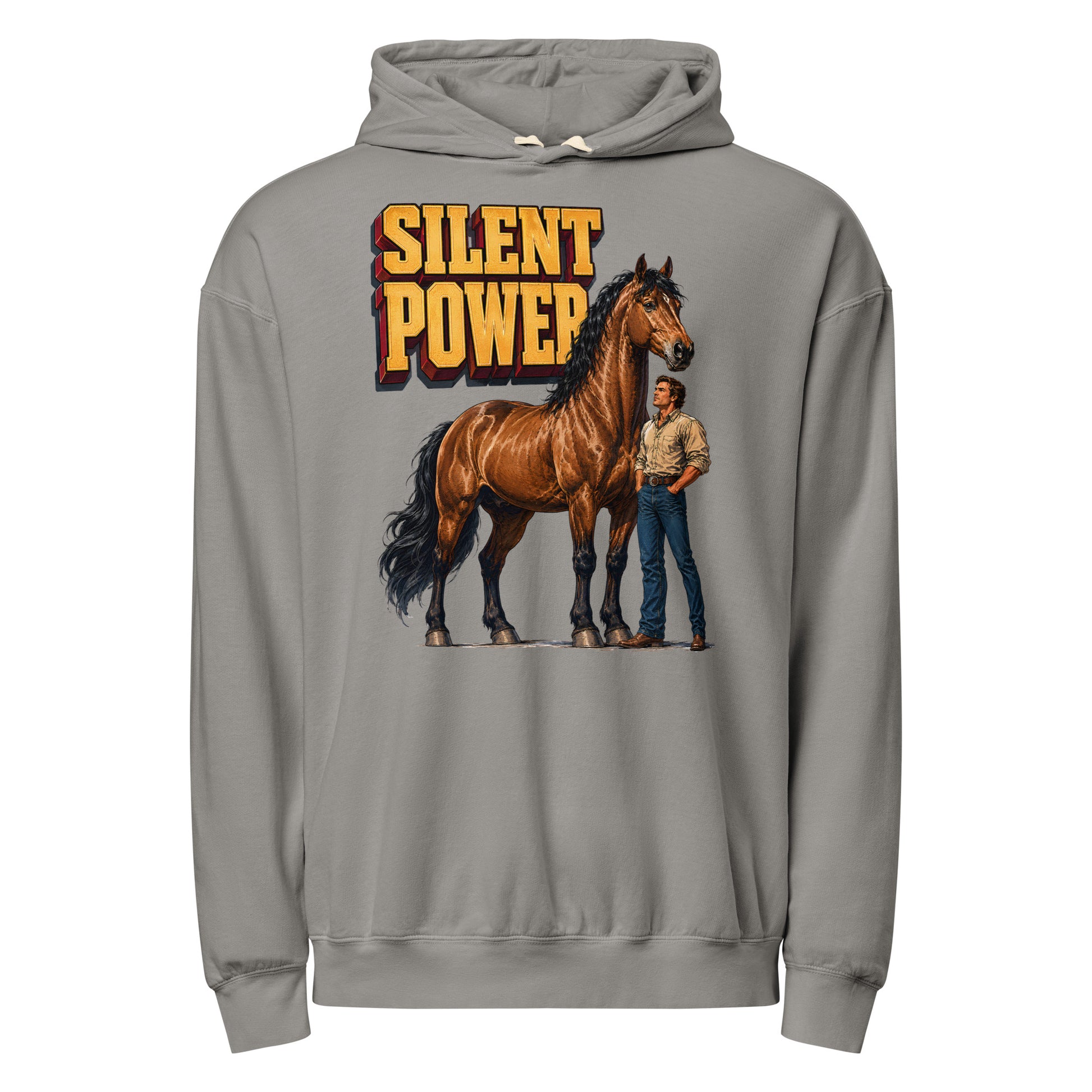Silent Power Unisex Garment-Dyed Lightweight Hoodie - Horse Lovers Edition H-6 by printfluence.net