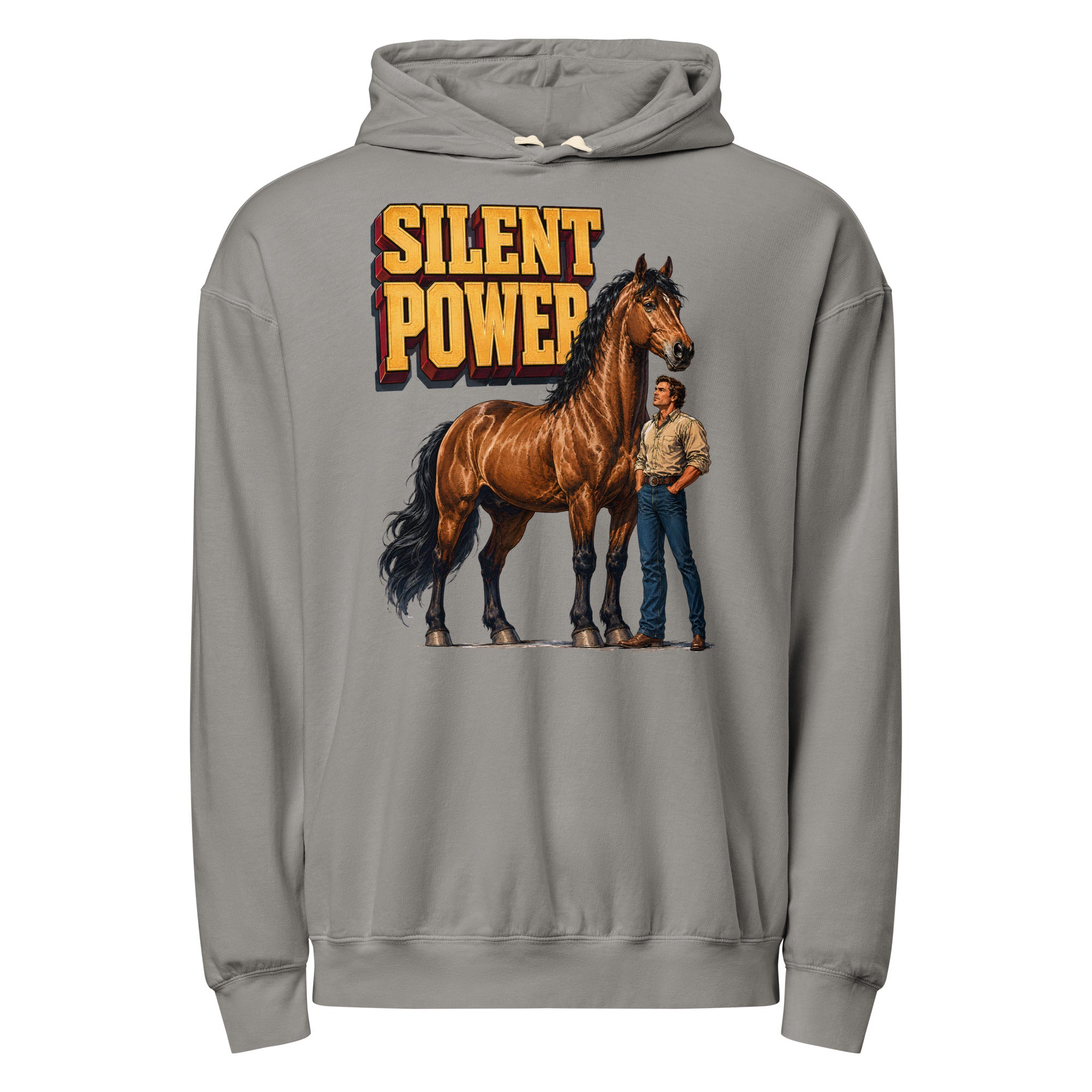 Silent Power Unisex Garment-Dyed Lightweight Hoodie - Horse Lovers Edition H-6 by printfluence.net