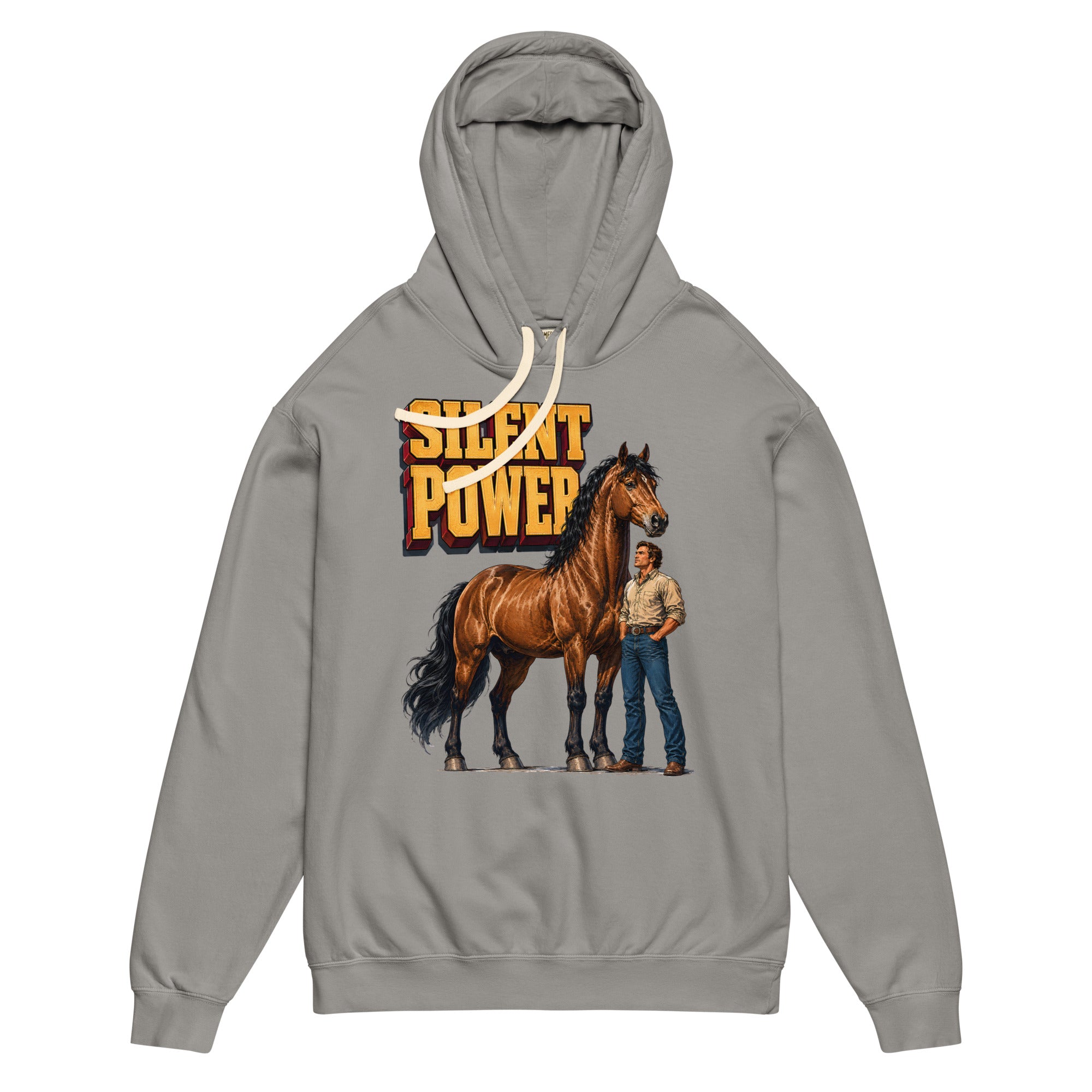 Silent Power Unisex Garment-Dyed Lightweight Hoodie - Horse Lovers Edition H-6 by printfluence.net