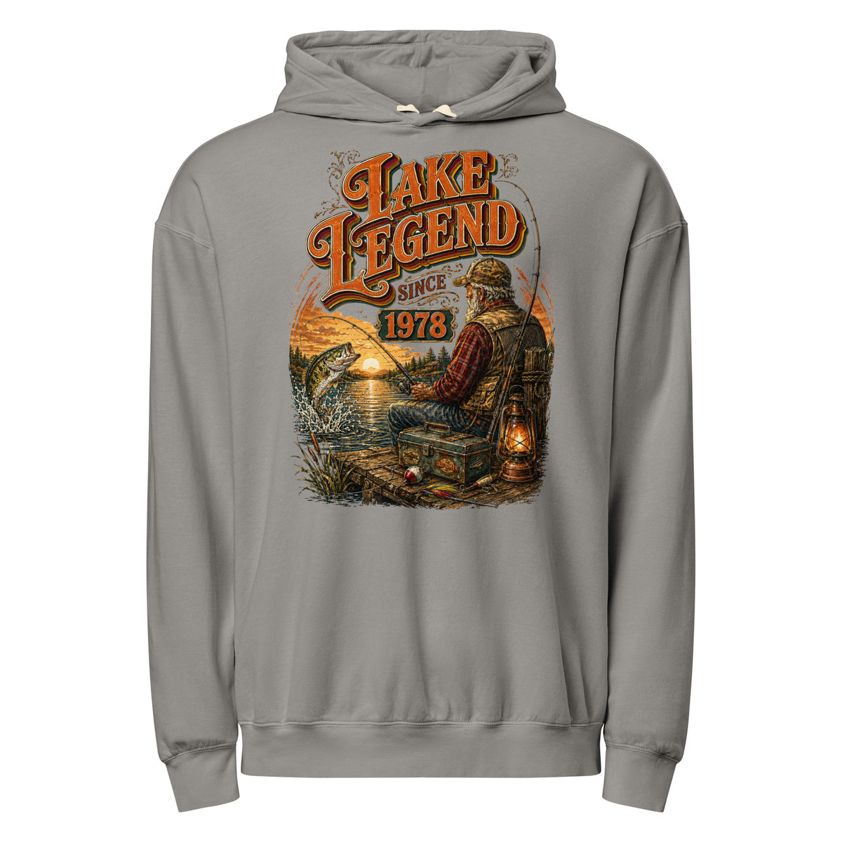Fishing Lovers | Unisex garment-dried lightweight hoodie — LAKE LEGEND SINCE 1978 by printfluence