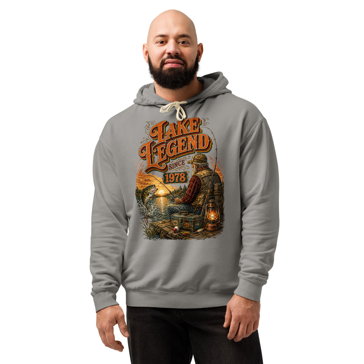 Fishing Lovers | Unisex garment-dried lightweight hoodie — LAKE LEGEND SINCE 1978 by printfluence