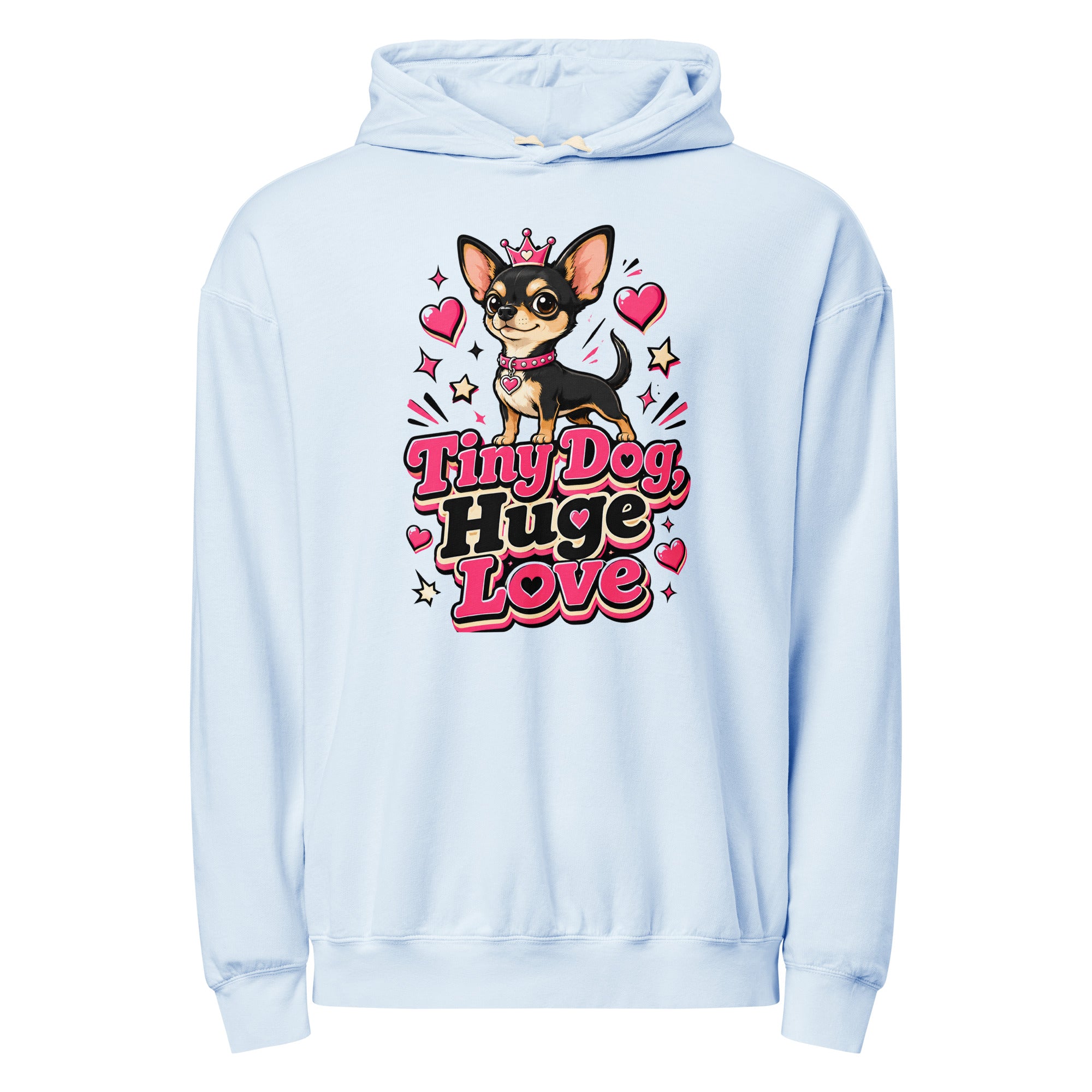 Elite Tiny Dog Huge Love - Premium Luxury Chihuahua Dog Lovers Garment-Dyed Lightweight Hoodie by printfluence.net