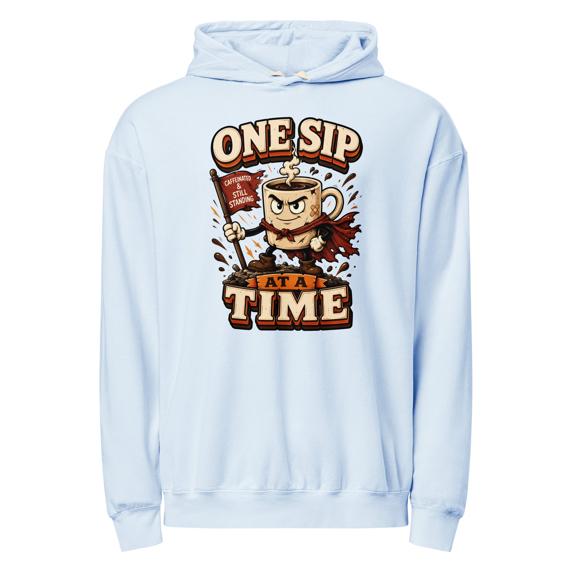 Coffee Lovers Lightweight Garment-Dyed Hoodie - One Sip At A Time! by printfluence.net