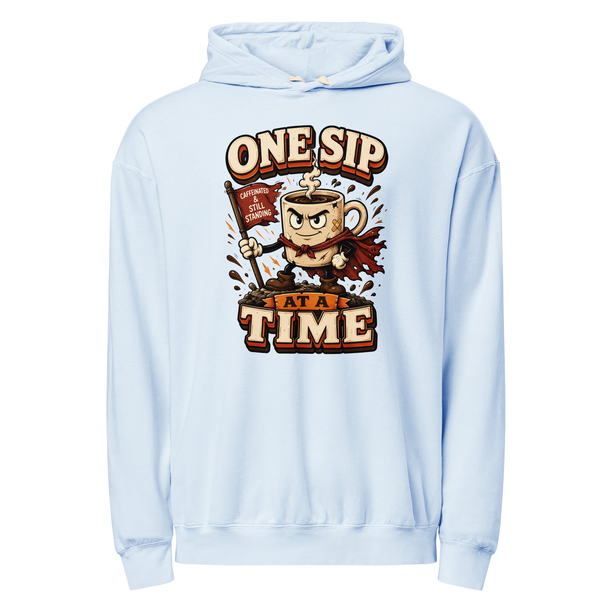 Coffee Lovers Lightweight Garment-Dyed Hoodie - One Sip At A Time! by printfluence.net