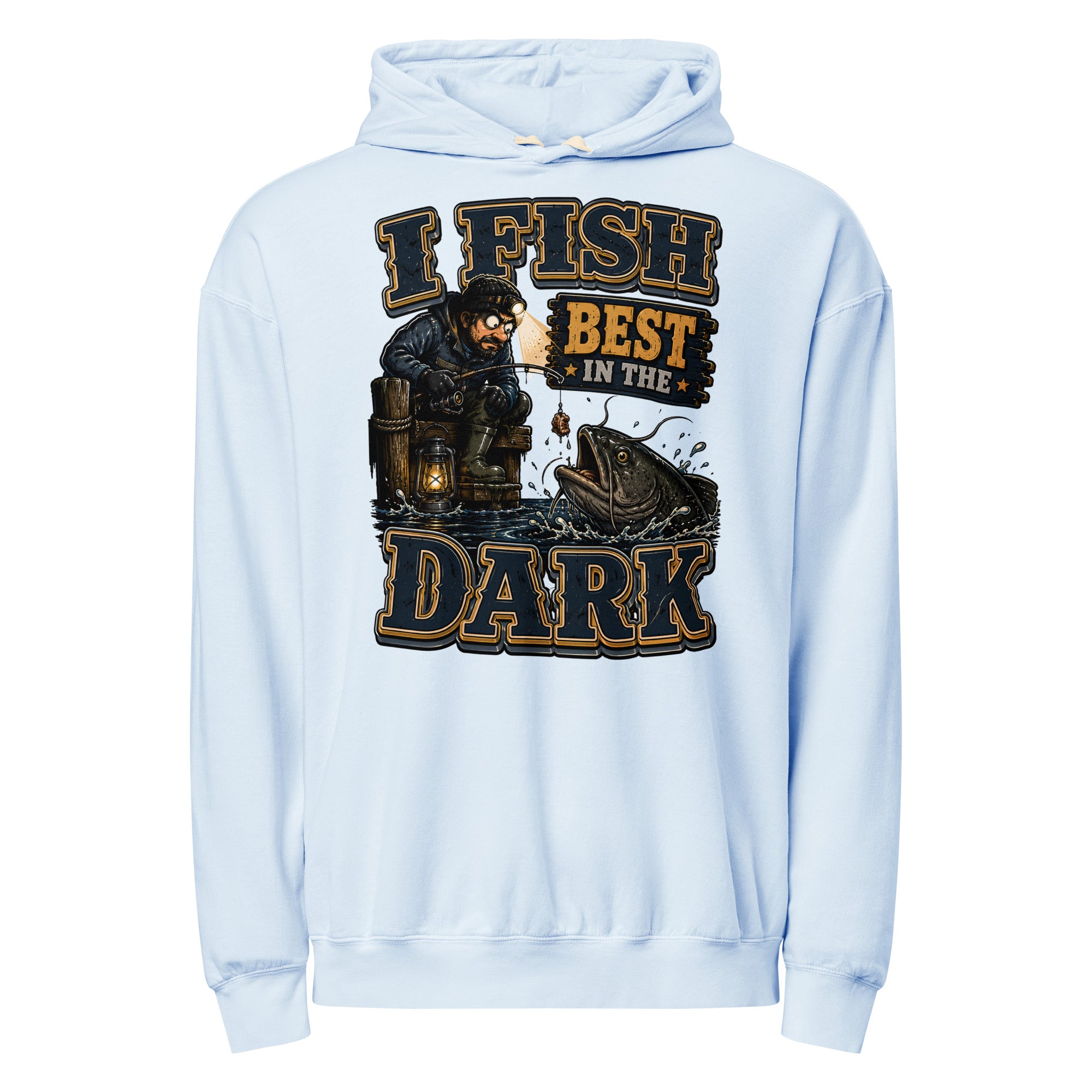 I Fish Best In The Dark Lightweight Hoodie | Fishing Lovers Gift by printfluence.net