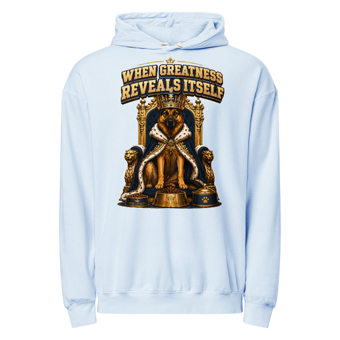 German Shepherd King Royal Greatness Garment-Dyed Lightweight Hoodie by printfluence.net