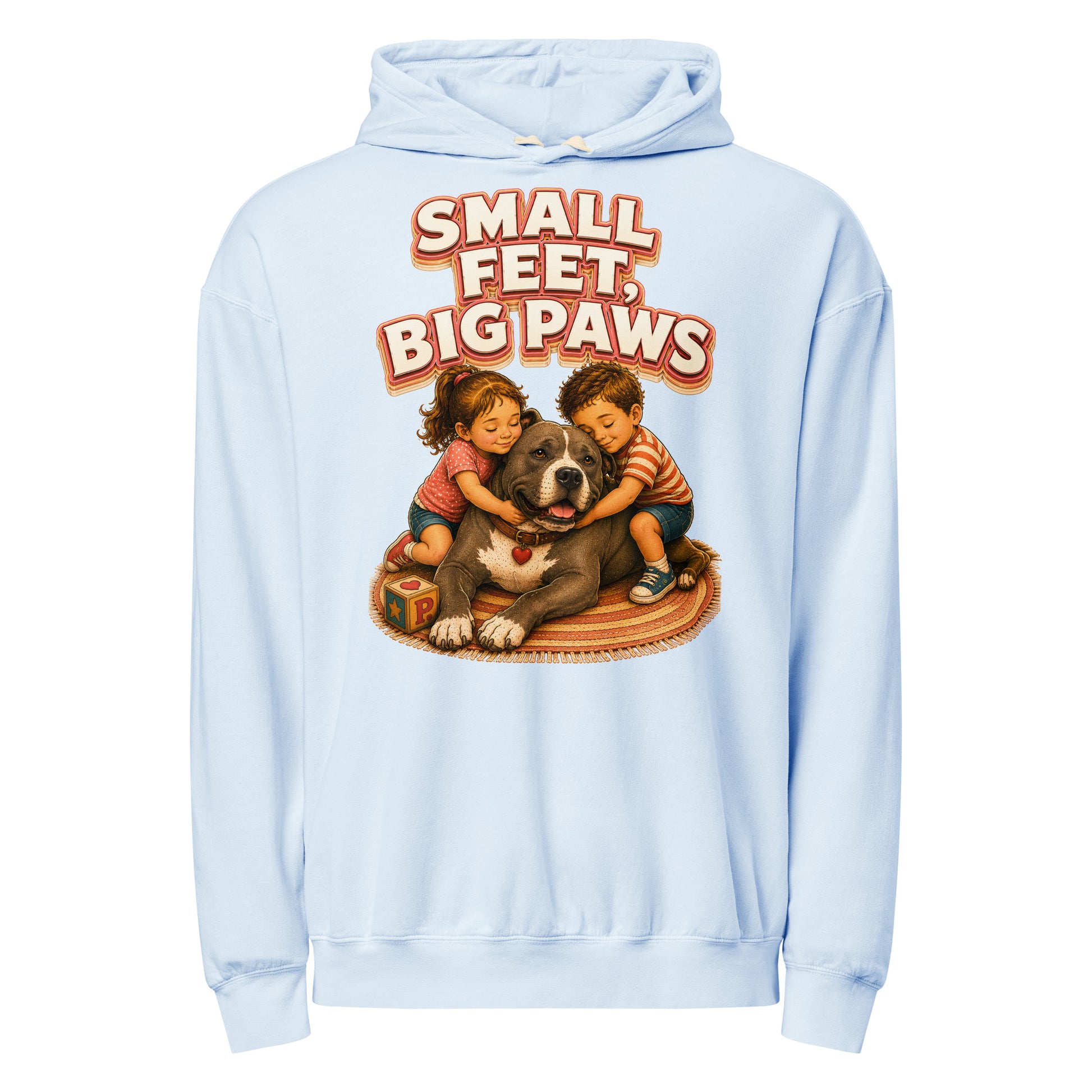 Pitbull Lovers Unisex Garment-Dyed Lightweight Hoodie - Small Feet Big Paws by printfluence.net