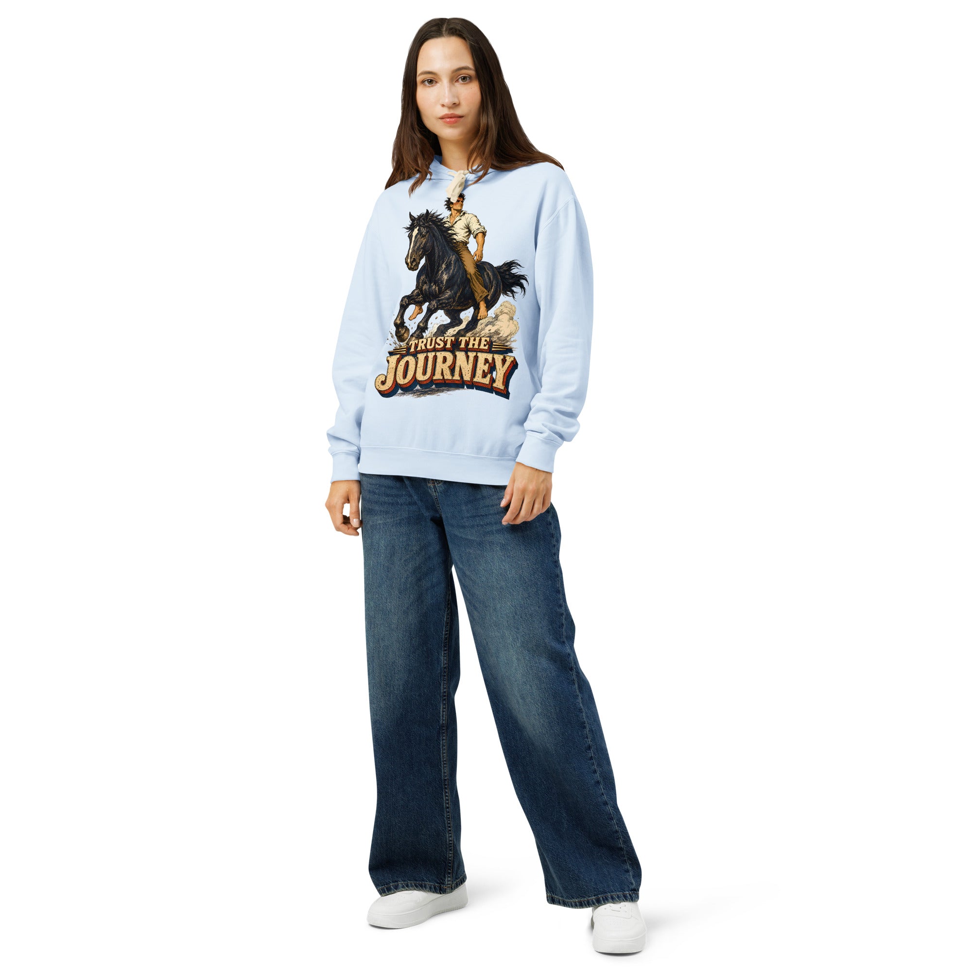 Vintage Horse Journey Lightweight Hoodie - Horse Lovers Edition by printfluence.net