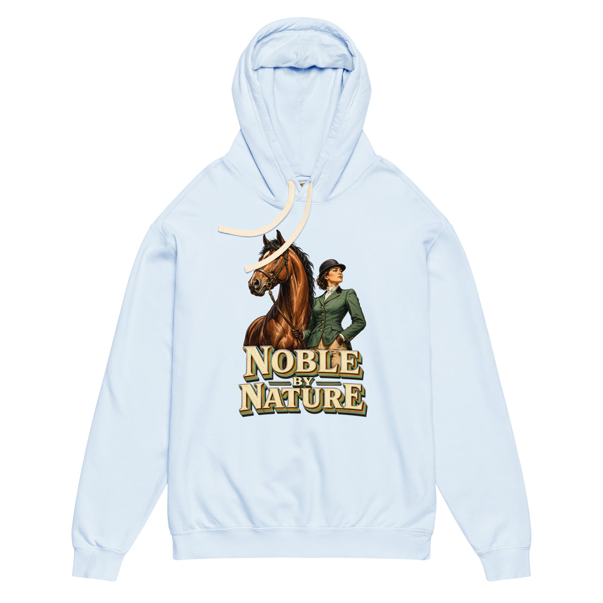 Noble By Nature Vintage Horse Lightweight Hoodie - Horse Lovers Edition H-6 by printfluence.net