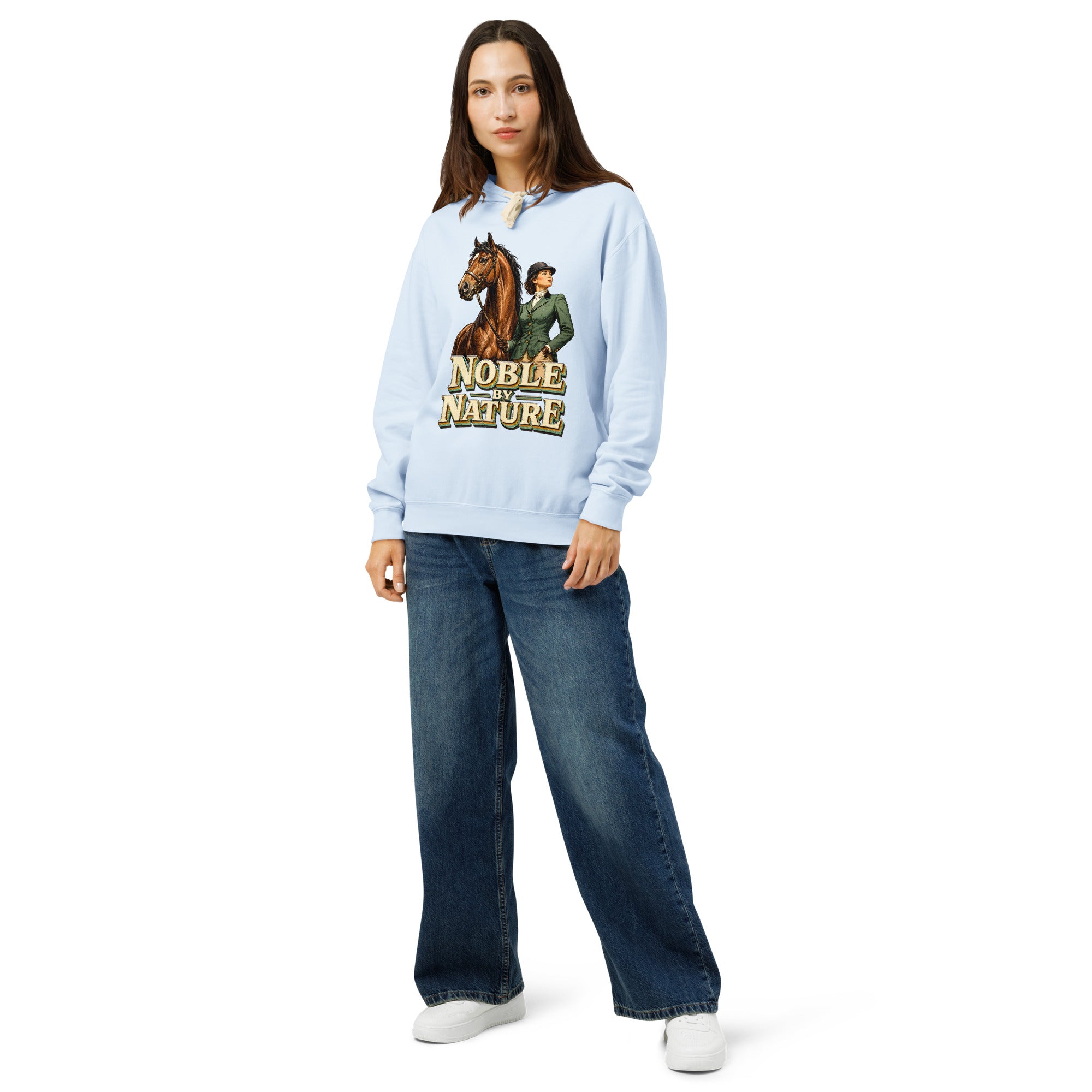 Noble By Nature Vintage Horse Lightweight Hoodie - Horse Lovers Edition H-6 by printfluence.net