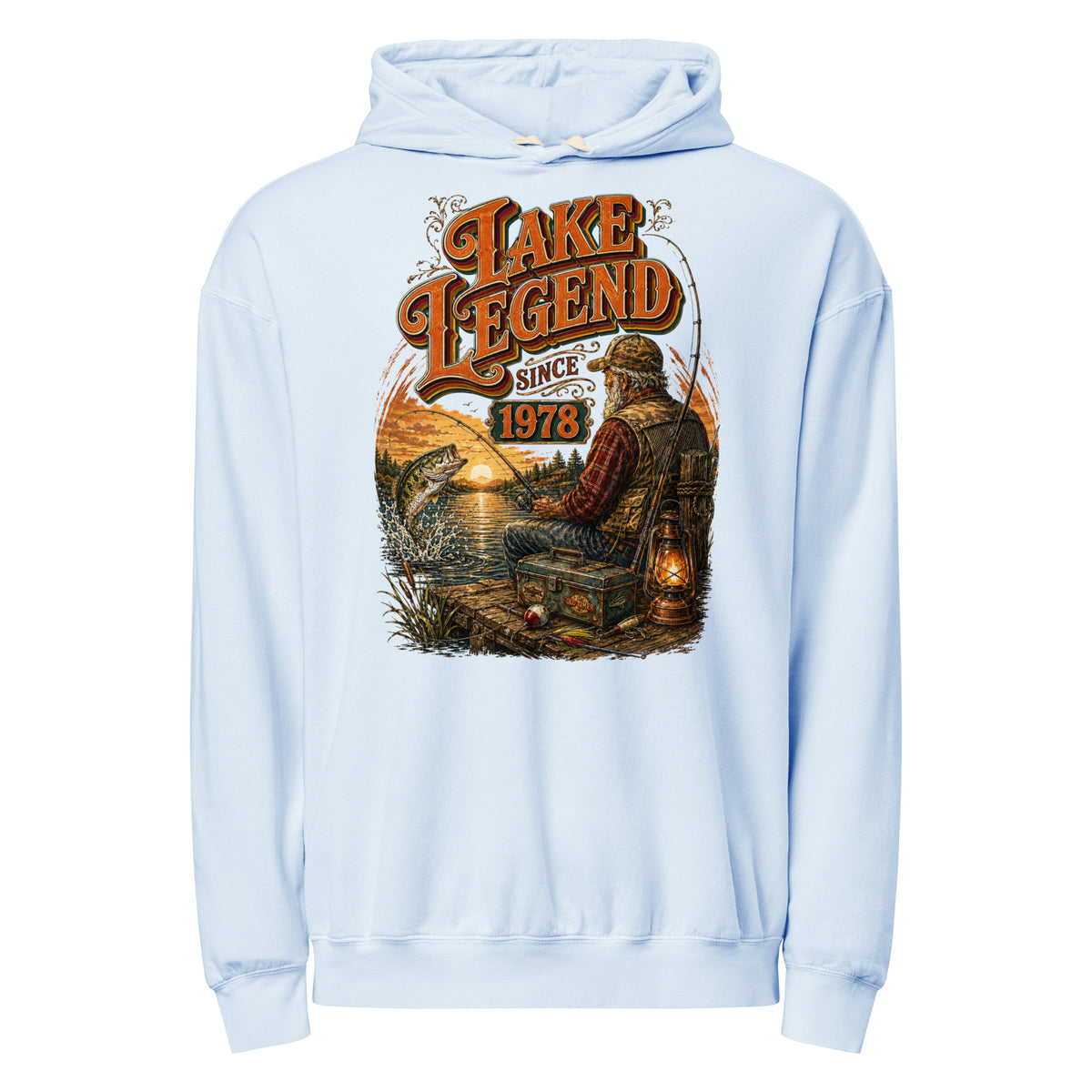Fishing Lovers | Unisex garment-dried lightweight hoodie — LAKE LEGEND SINCE 1978 by printfluence