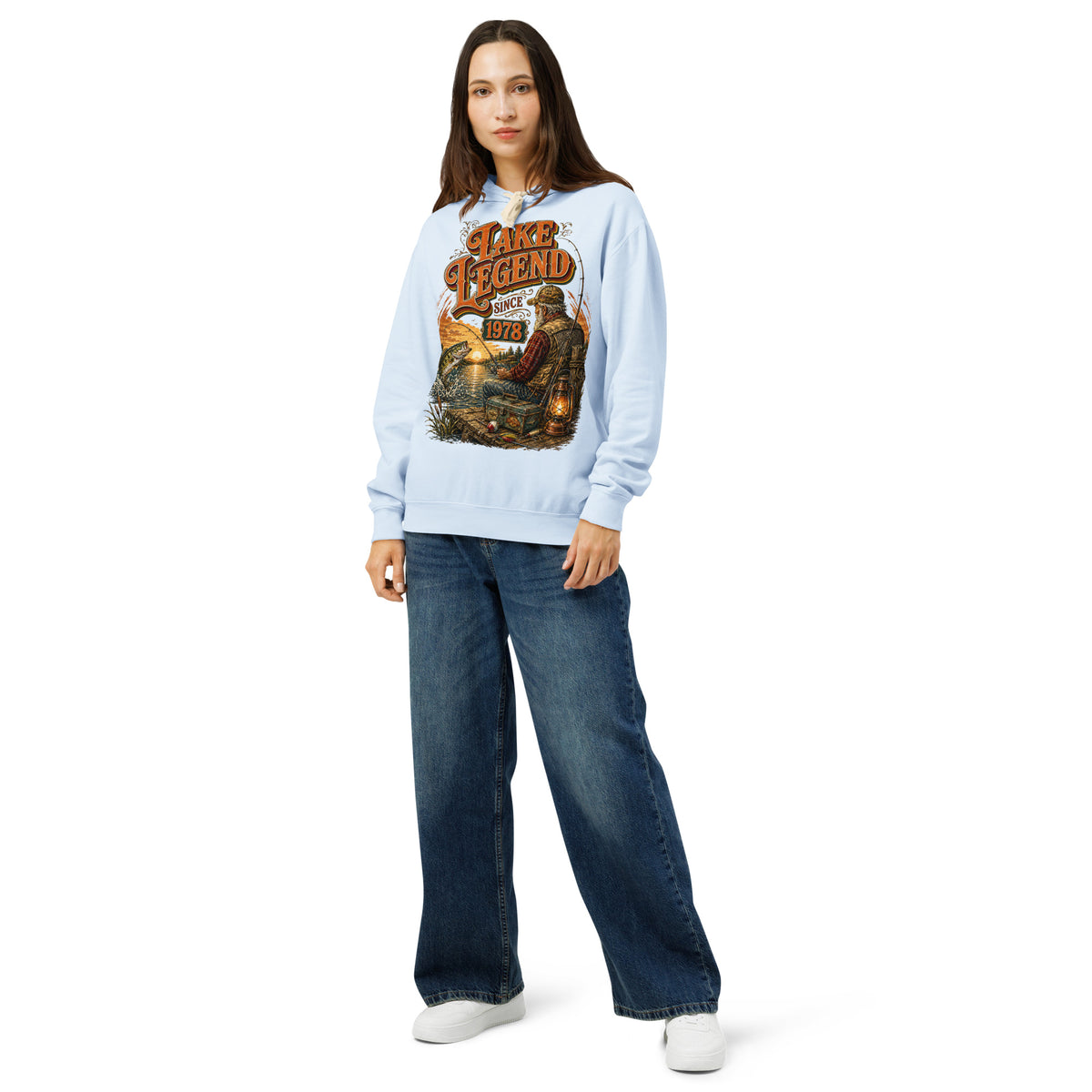 Fishing Lovers | Unisex garment-dried lightweight hoodie — LAKE LEGEND SINCE 1978 by printfluence