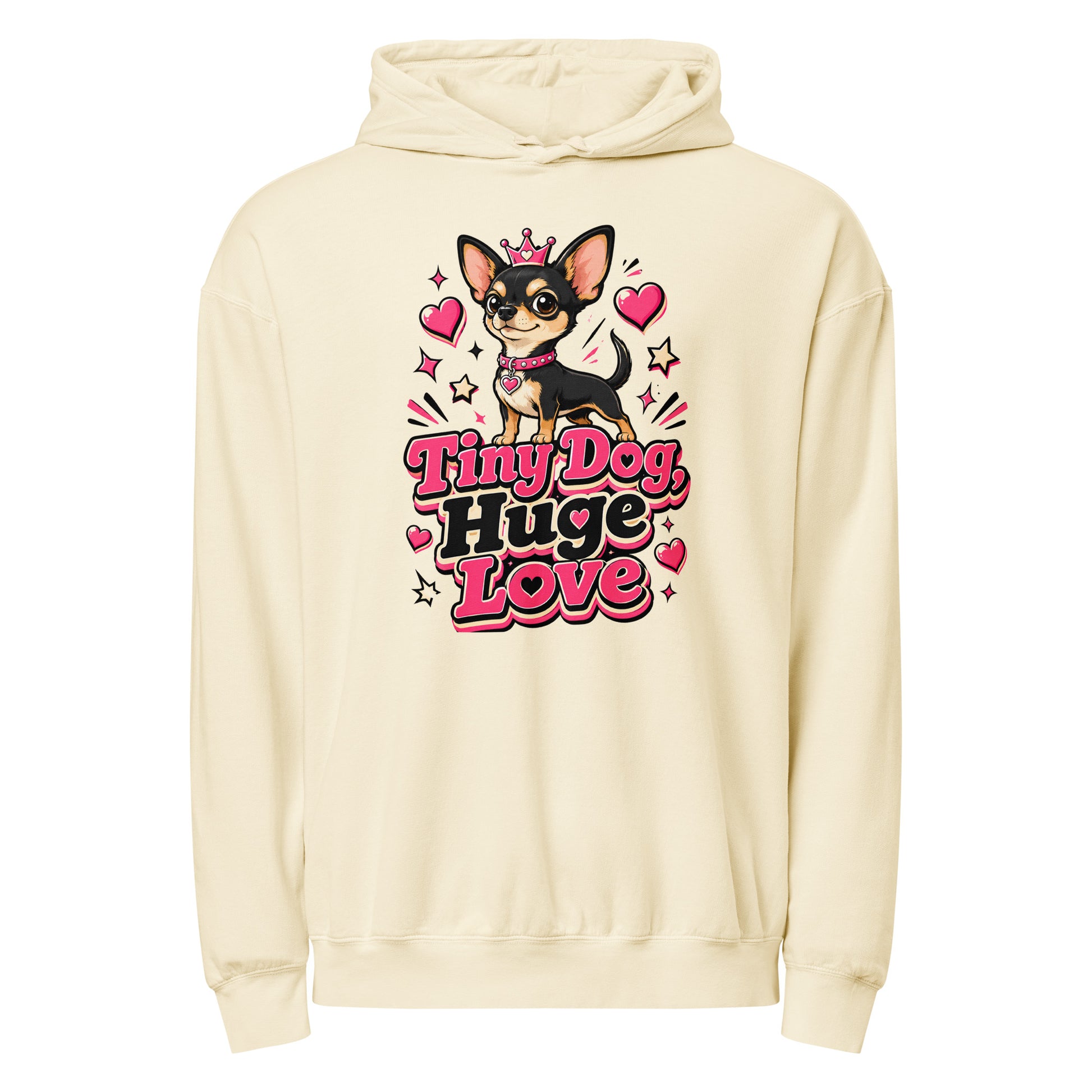 Elite Tiny Dog Huge Love - Premium Luxury Chihuahua Dog Lovers Garment-Dyed Lightweight Hoodie by printfluence.net