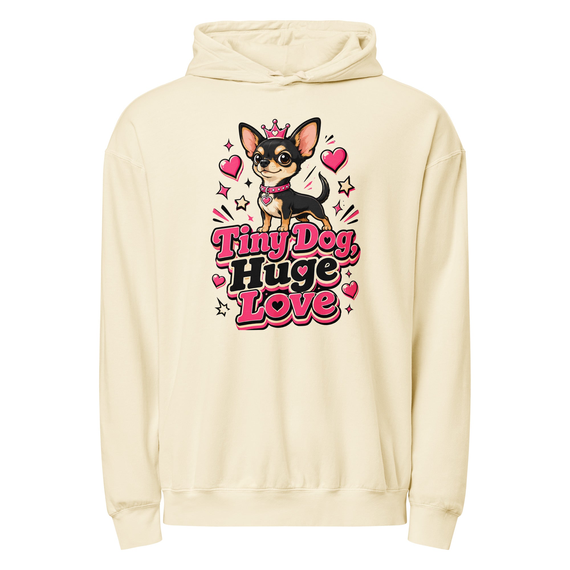 Elite Tiny Dog Huge Love - Premium Luxury Chihuahua Dog Lovers Garment-Dyed Lightweight Hoodie by printfluence.net