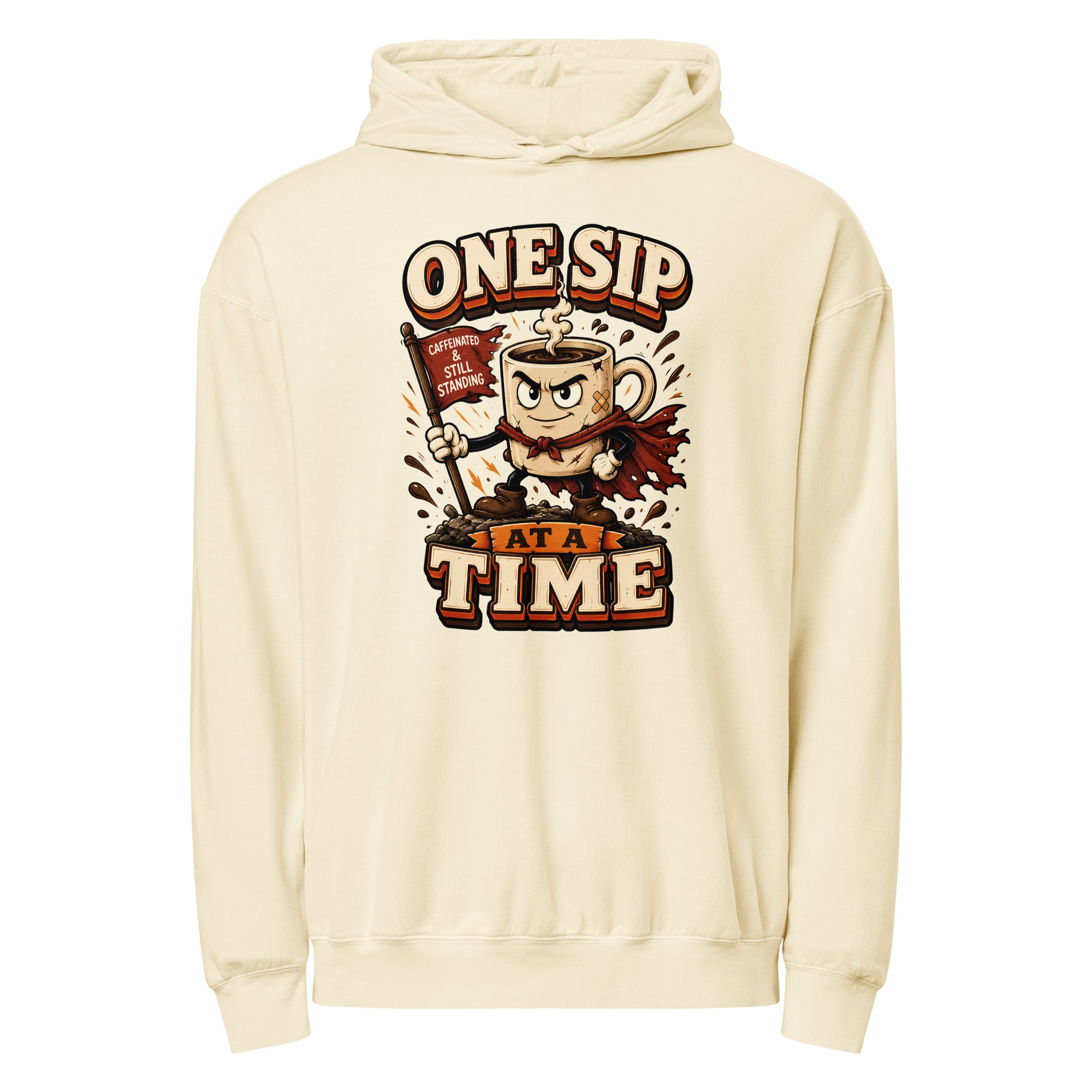 Coffee Lovers Lightweight Garment-Dyed Hoodie - One Sip At A Time! by printfluence.net