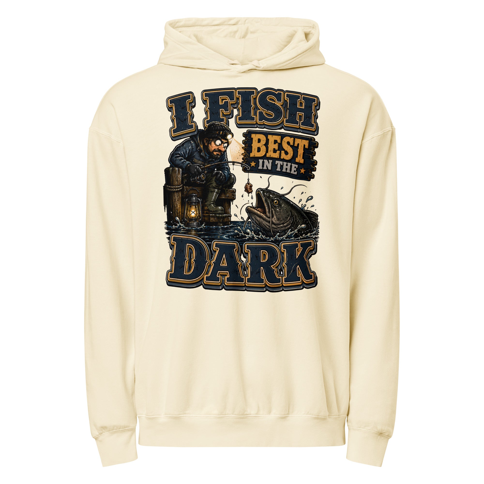 I Fish Best In The Dark Lightweight Hoodie | Fishing Lovers Gift by printfluence.net
