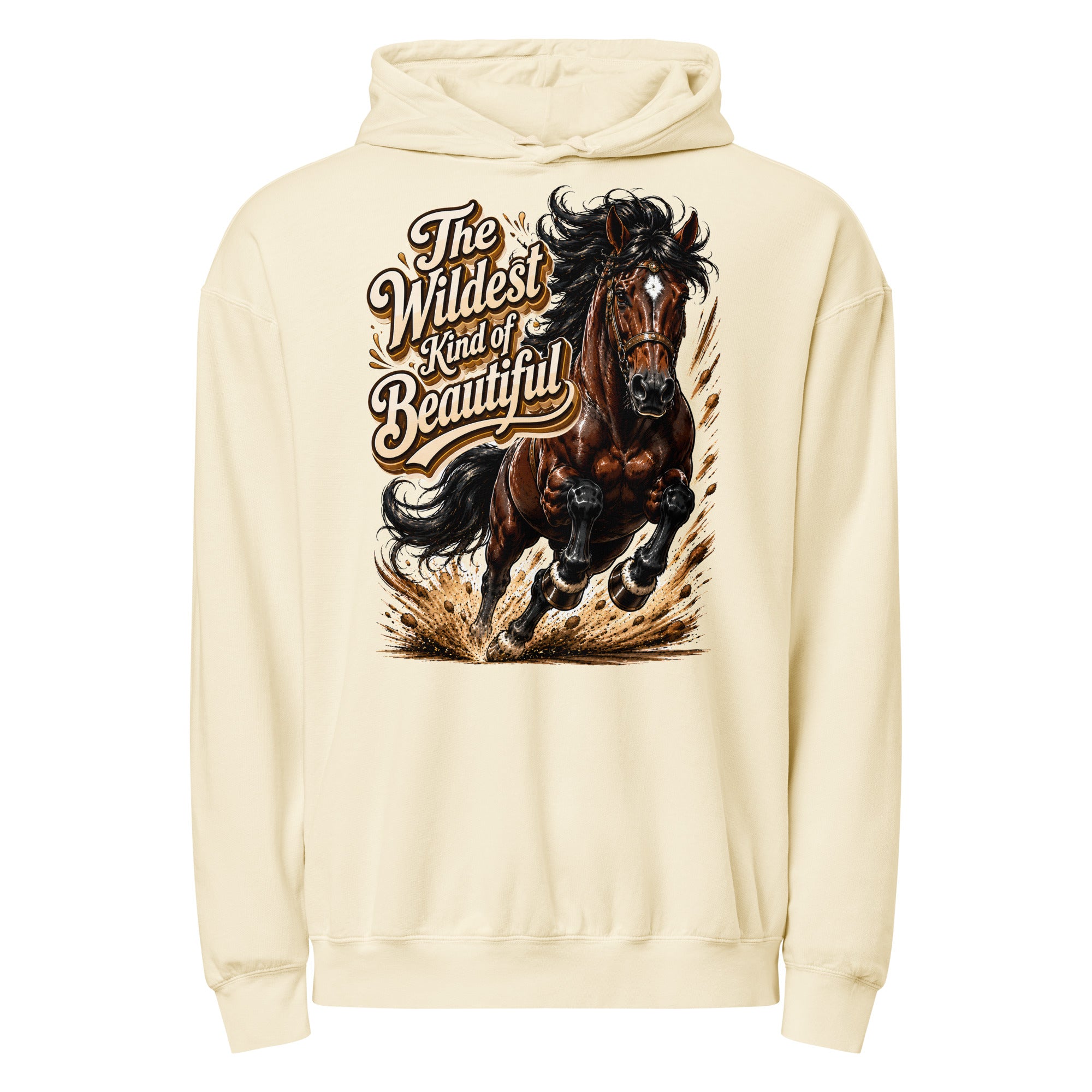 Wildest Kind of Beautiful Lightweight Hoodie | Premium Wash Horse Lovers Gift by printfluence.net