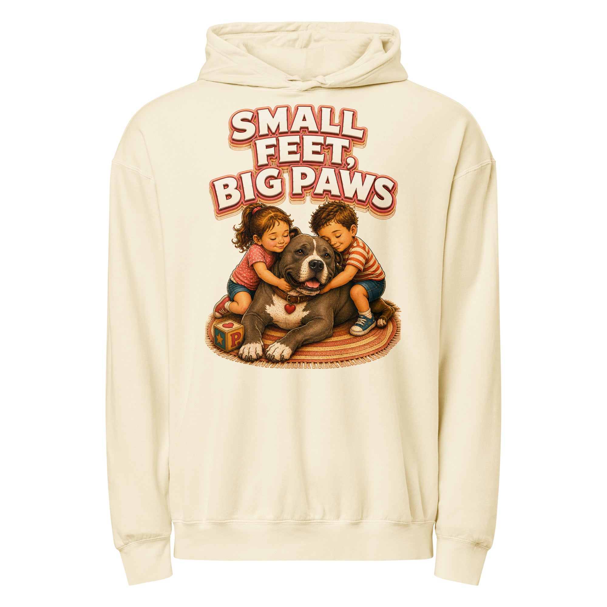 Pitbull Lovers Unisex Garment-Dyed Lightweight Hoodie - Small Feet Big Paws by printfluence.net