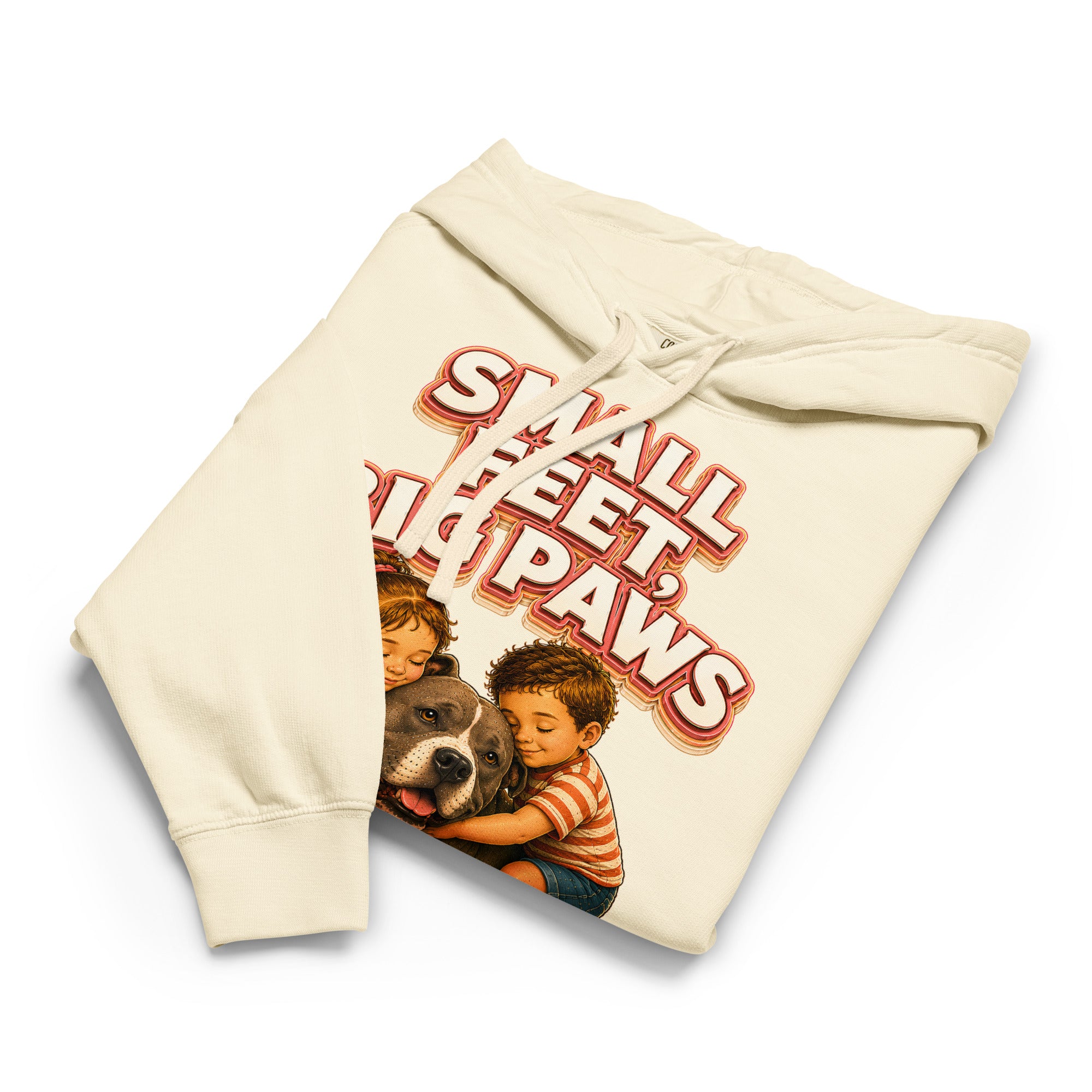 Pitbull Lovers Unisex Garment-Dyed Lightweight Hoodie - Small Feet Big Paws by printfluence.net