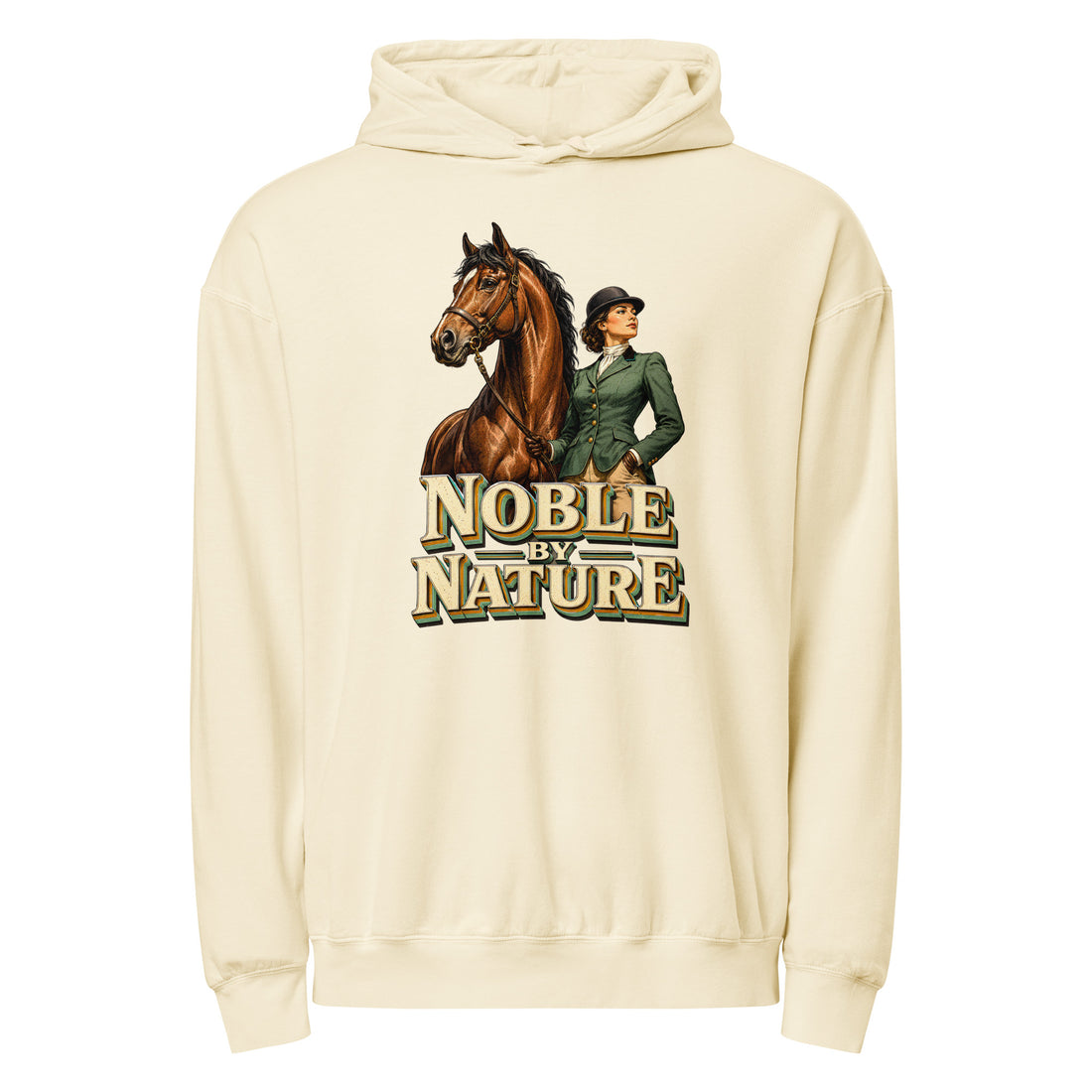 Noble By Nature Vintage Horse Lightweight Hoodie - Horse Lovers Edition H-6 by printfluence.net