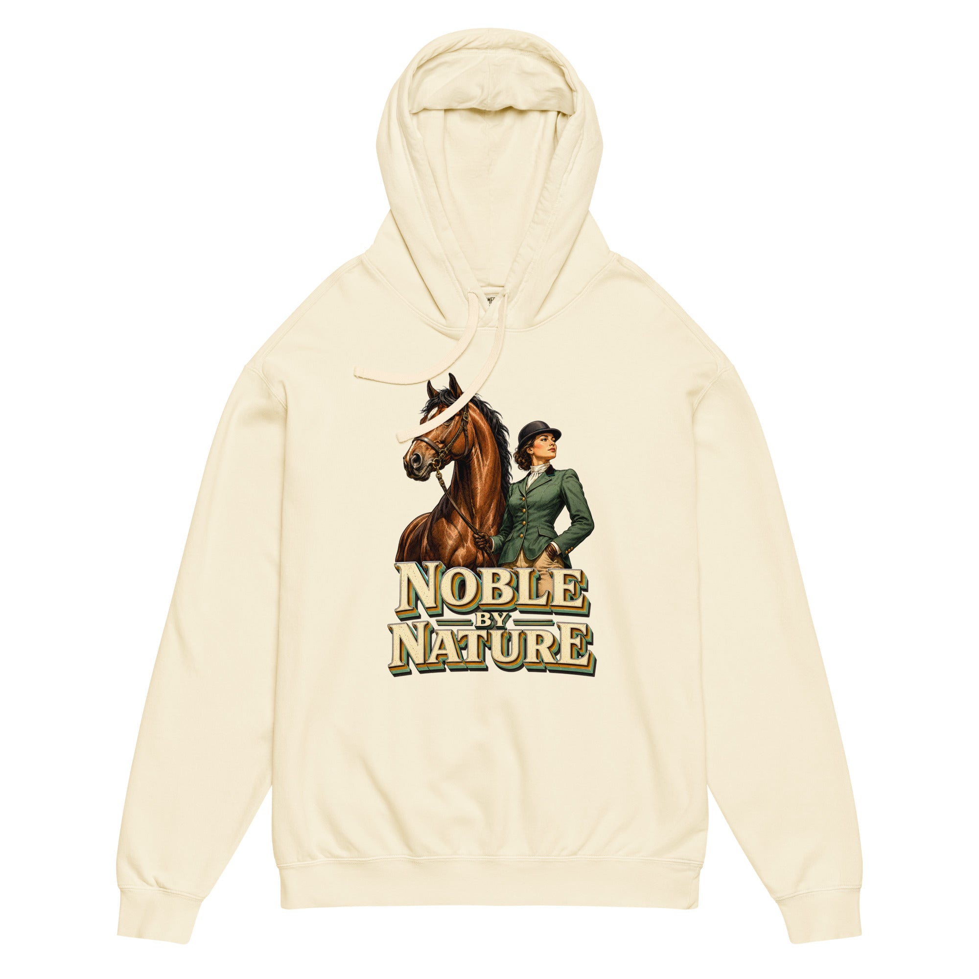 Noble By Nature Vintage Horse Lightweight Hoodie - Horse Lovers Edition H-6 by printfluence.net