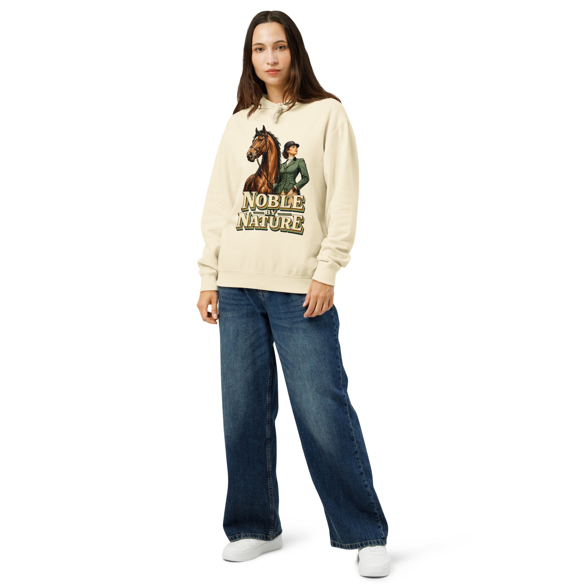 Noble By Nature Vintage Horse Lightweight Hoodie - Horse Lovers Edition H-6 by printfluence.net