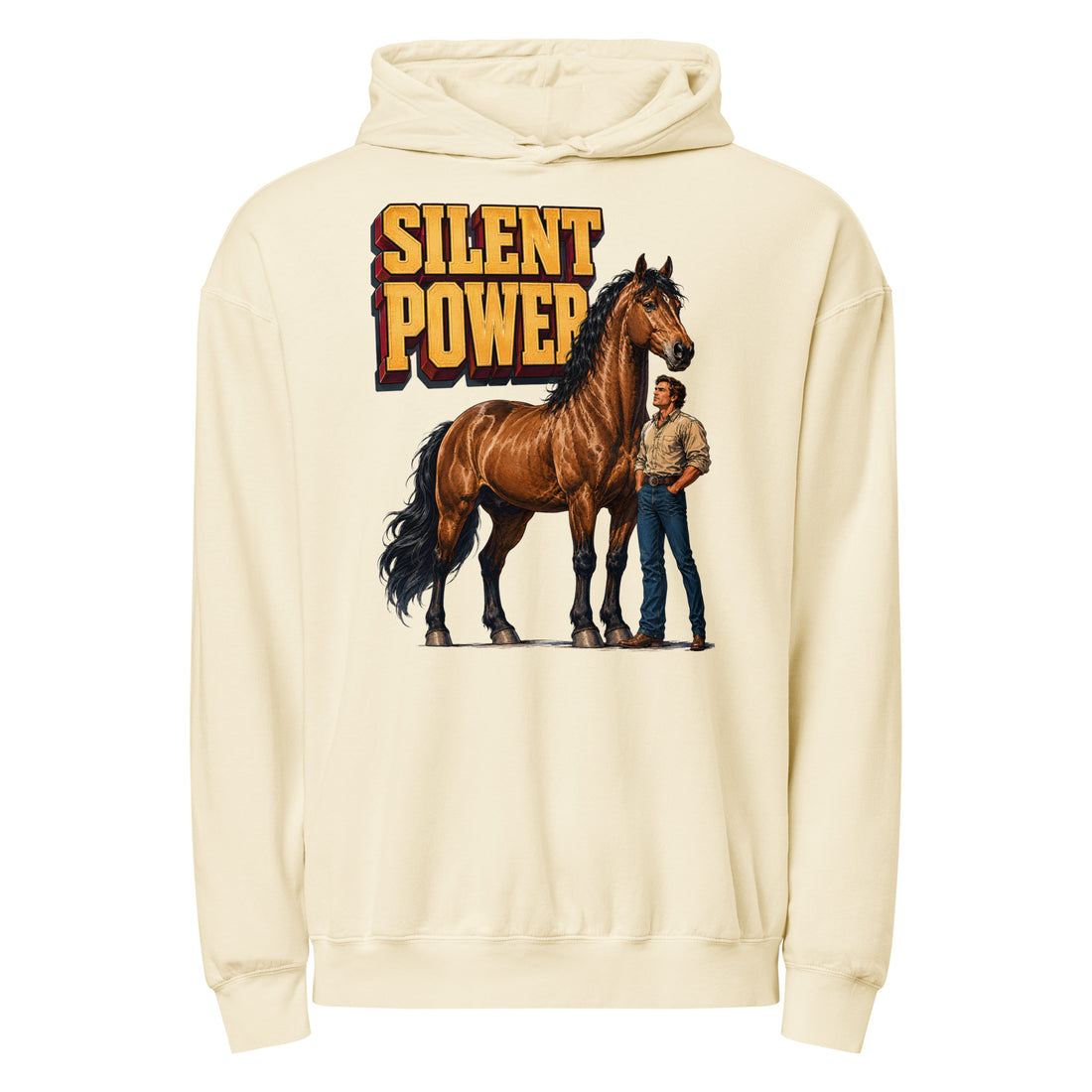 Silent Power Unisex Garment-Dyed Lightweight Hoodie - Horse Lovers Edition H-6 by printfluence.net