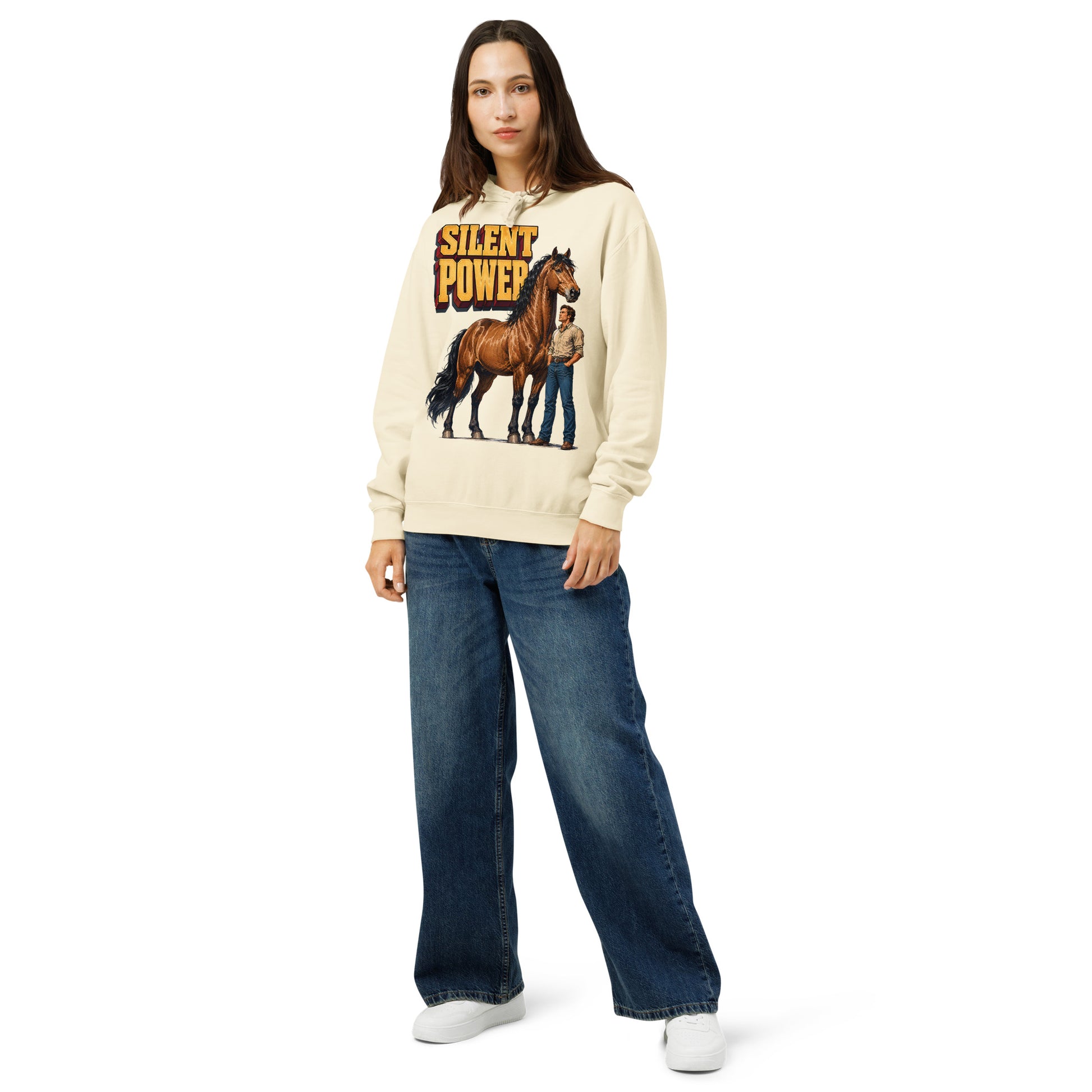 Silent Power Unisex Garment-Dyed Lightweight Hoodie - Horse Lovers Edition H-6 by printfluence.net