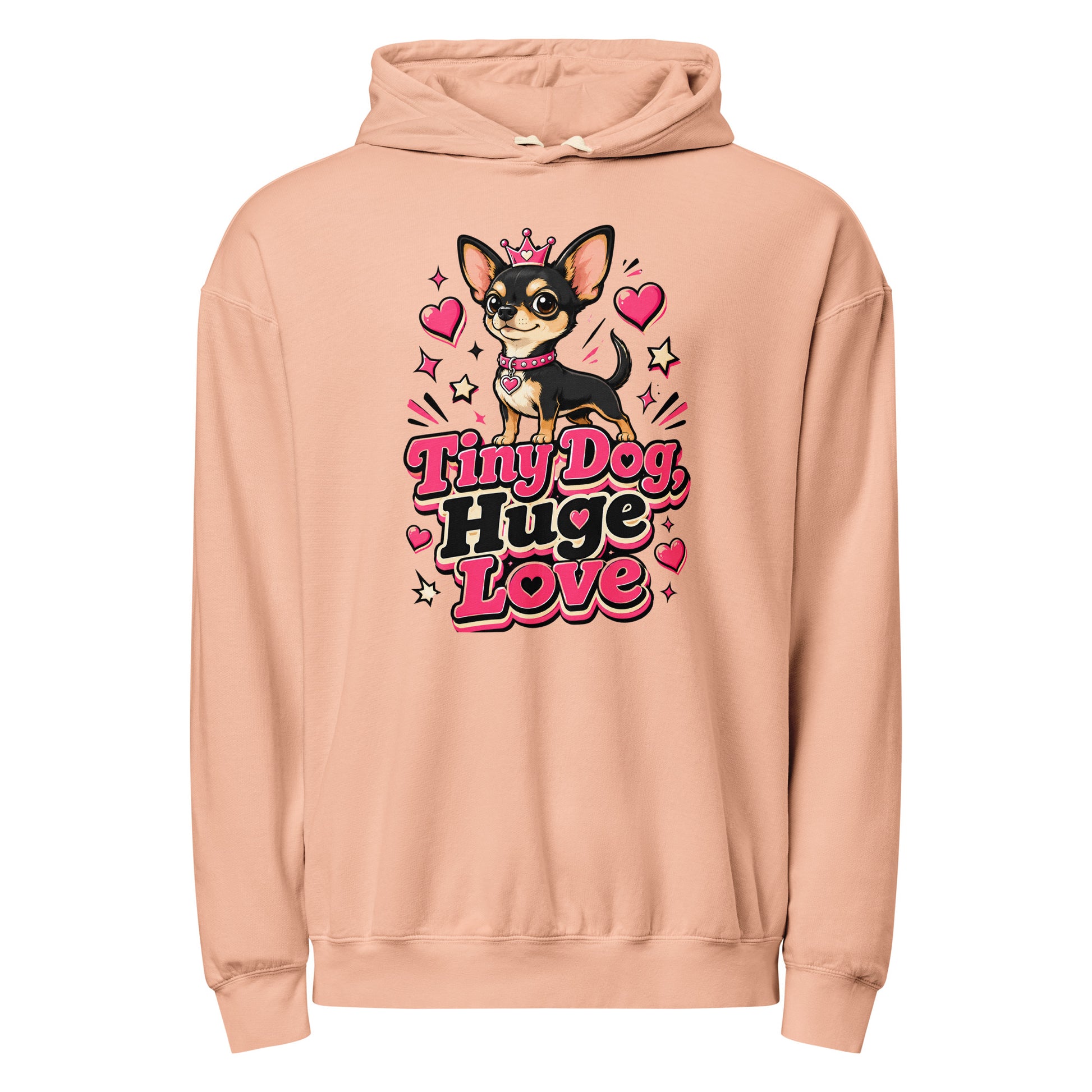 Elite Tiny Dog Huge Love - Premium Luxury Chihuahua Dog Lovers Garment-Dyed Lightweight Hoodie by printfluence.net