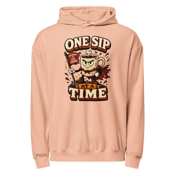 Coffee Lovers Lightweight Garment-Dyed Hoodie - One Sip At A Time! by printfluence.net