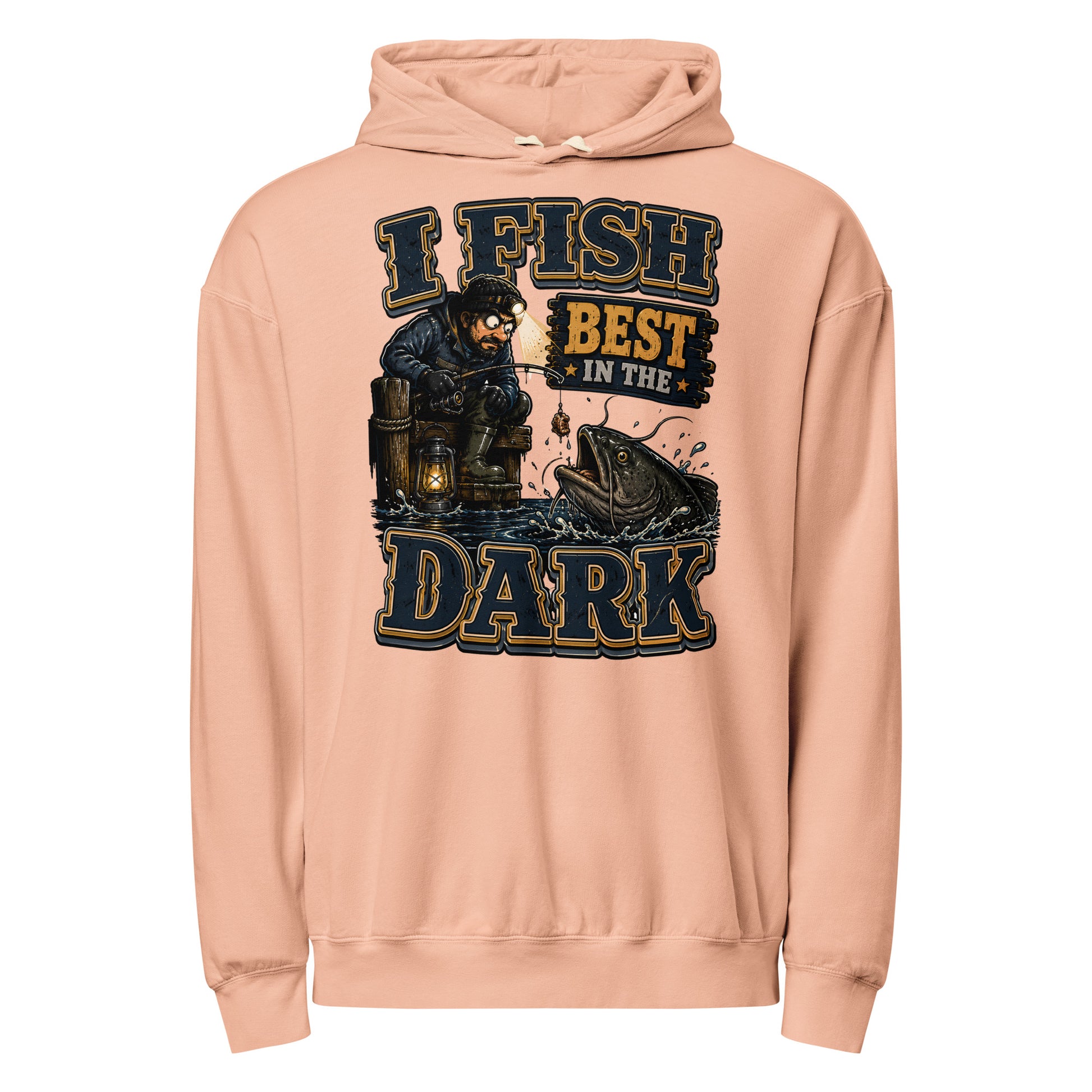 I Fish Best In The Dark Lightweight Hoodie | Fishing Lovers Gift by printfluence.net