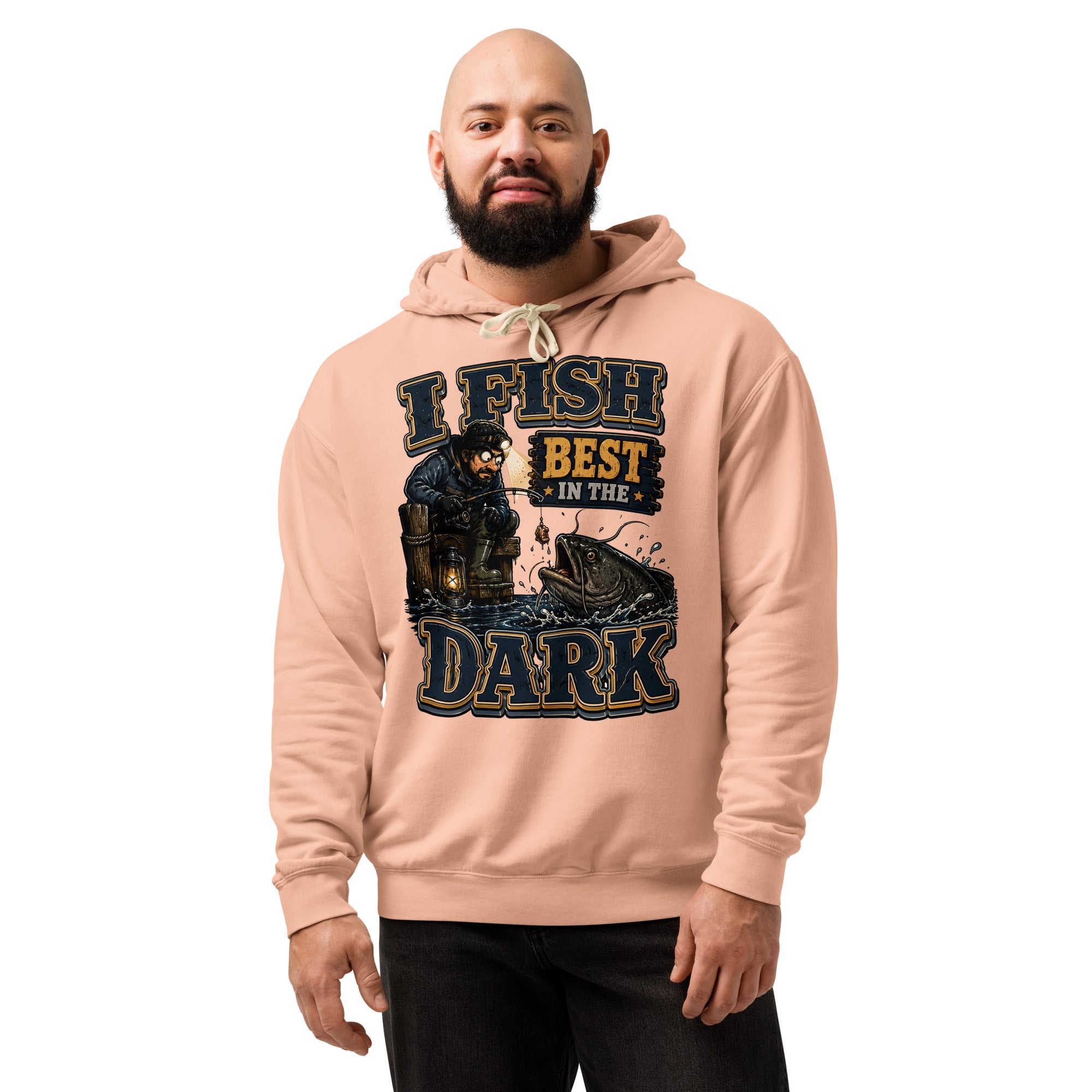 I Fish Best In The Dark Lightweight Hoodie | Fishing Lovers Gift by printfluence.net