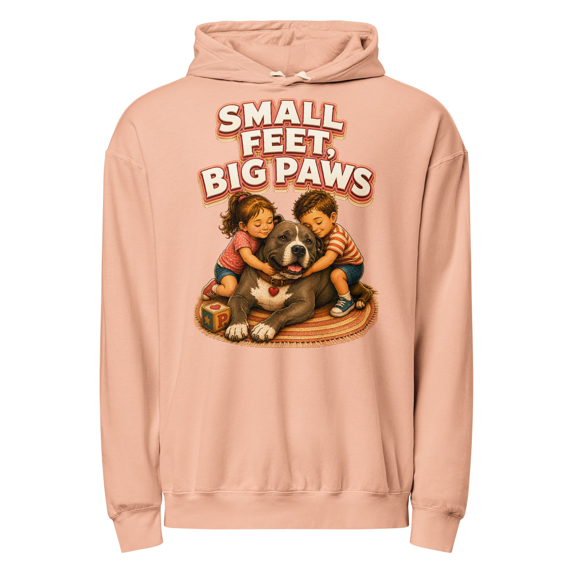 Pitbull Lovers Unisex Garment-Dyed Lightweight Hoodie - Small Feet Big Paws by printfluence.net