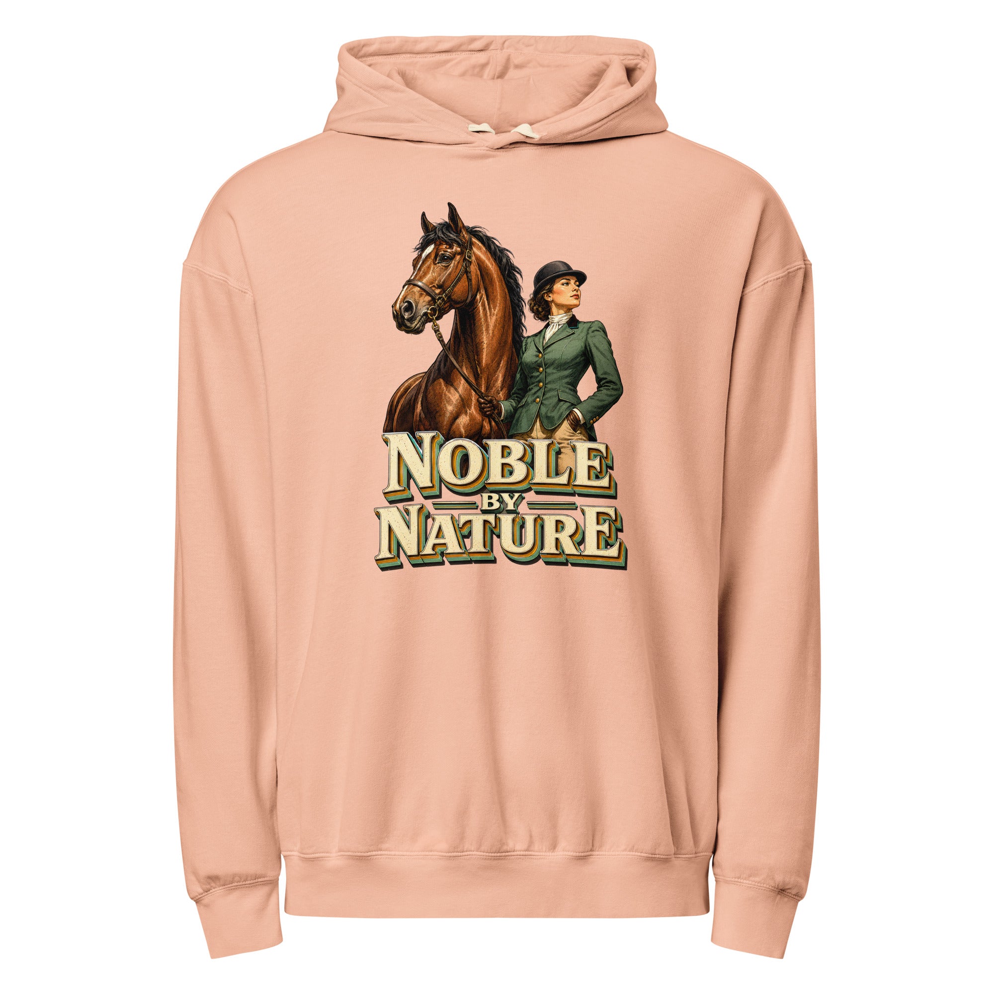 Noble By Nature Vintage Horse Lightweight Hoodie - Horse Lovers Edition H-6 by printfluence.net