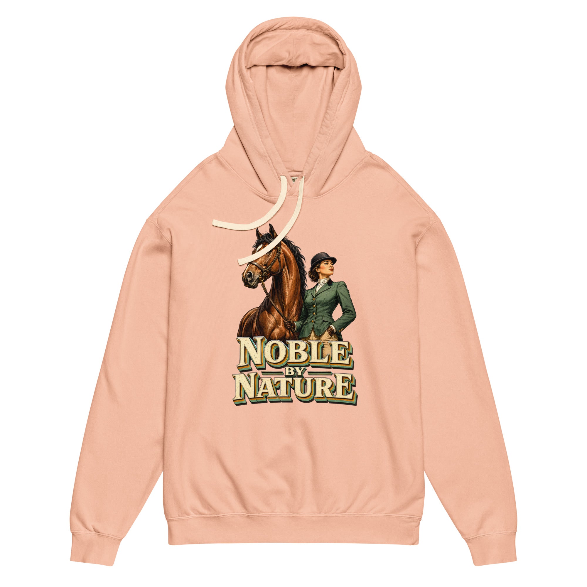 Noble By Nature Vintage Horse Lightweight Hoodie - Horse Lovers Edition H-6 by printfluence.net