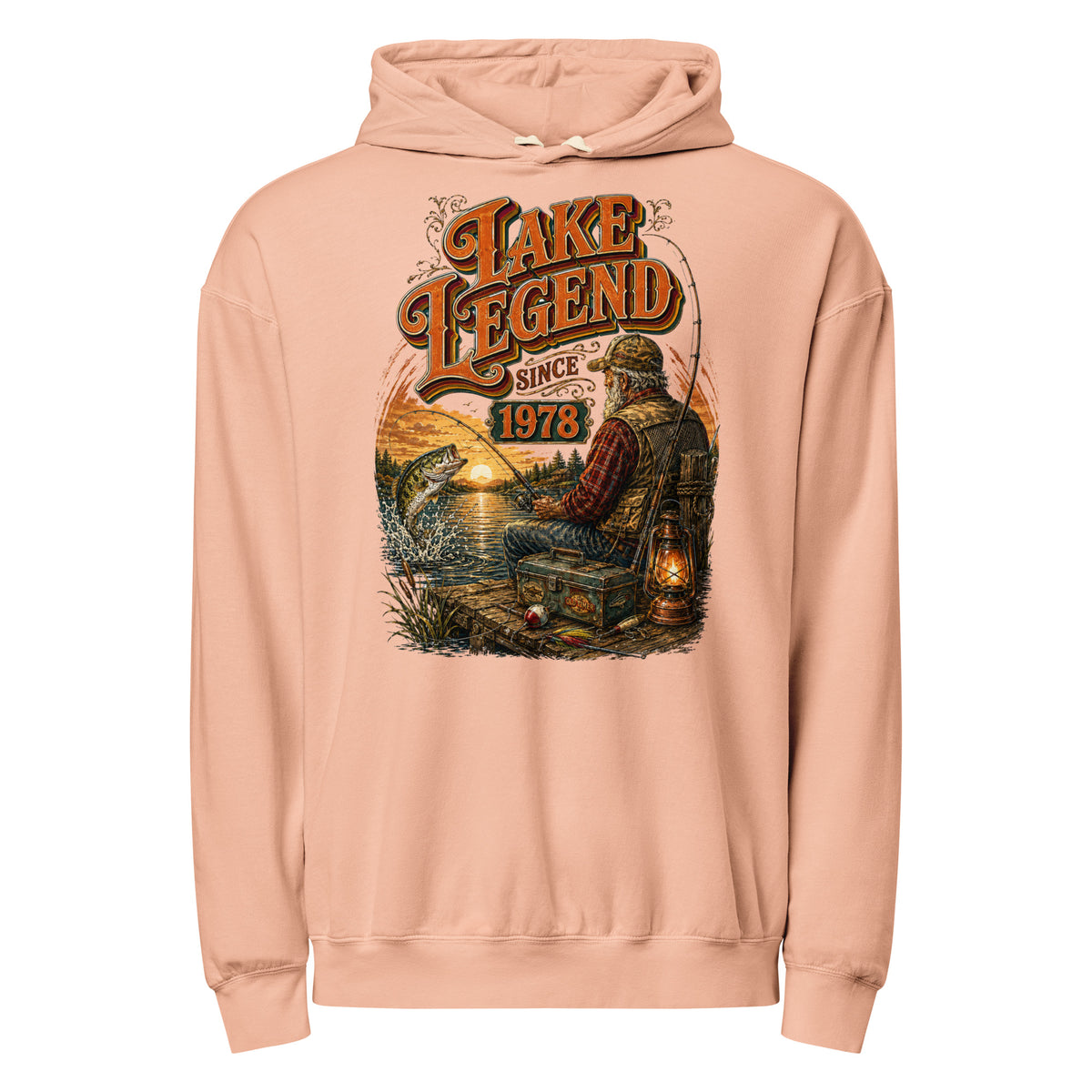 Fishing Lovers | Unisex garment-dried lightweight hoodie — LAKE LEGEND SINCE 1978 by printfluence