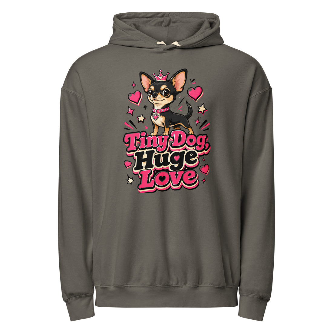 Elite Tiny Dog Huge Love - Premium Luxury Chihuahua Dog Lovers Garment-Dyed Lightweight Hoodie by printfluence.net